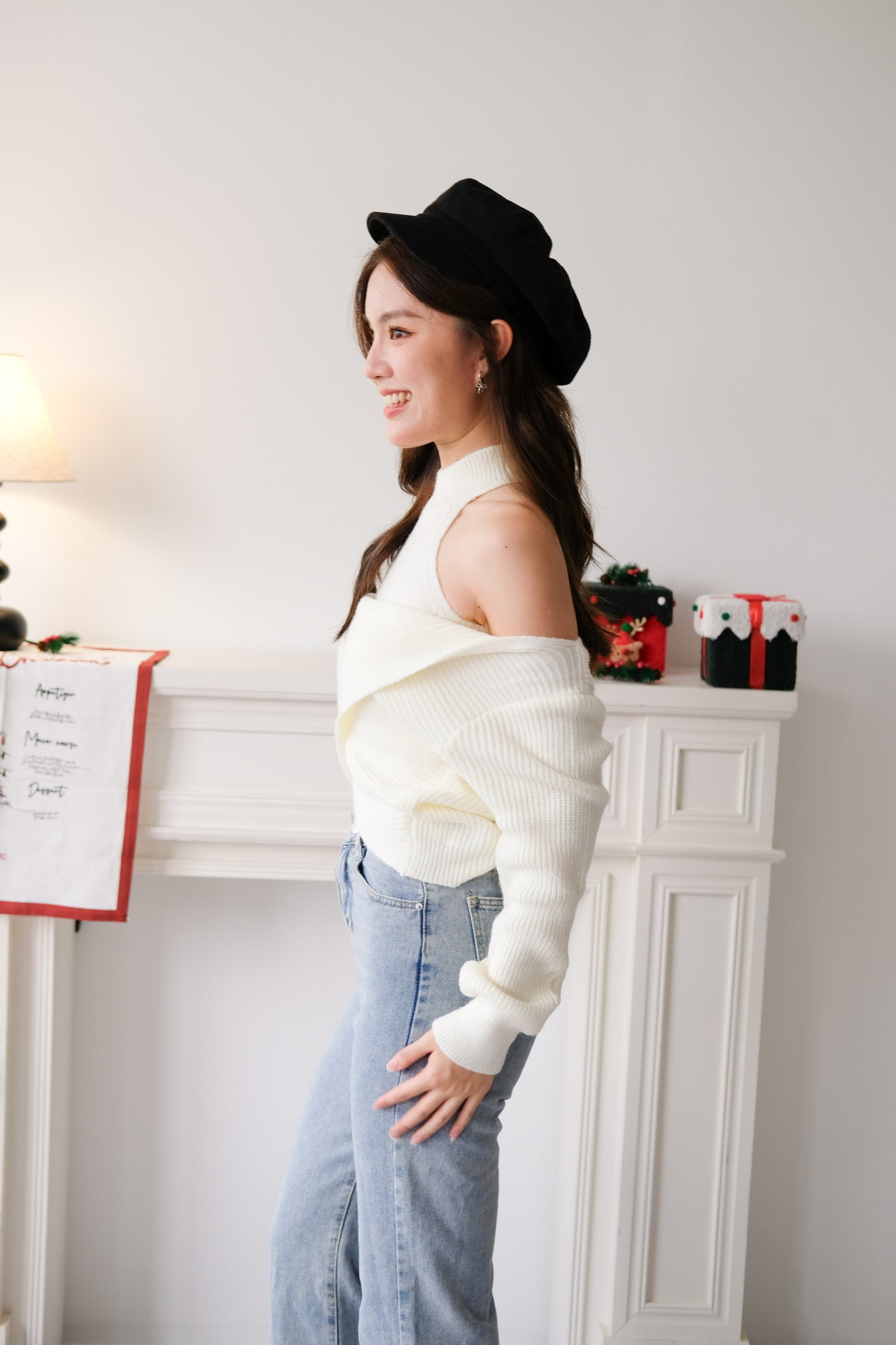 Olivia 2-in-1 Knit Sweater Set (Cream)