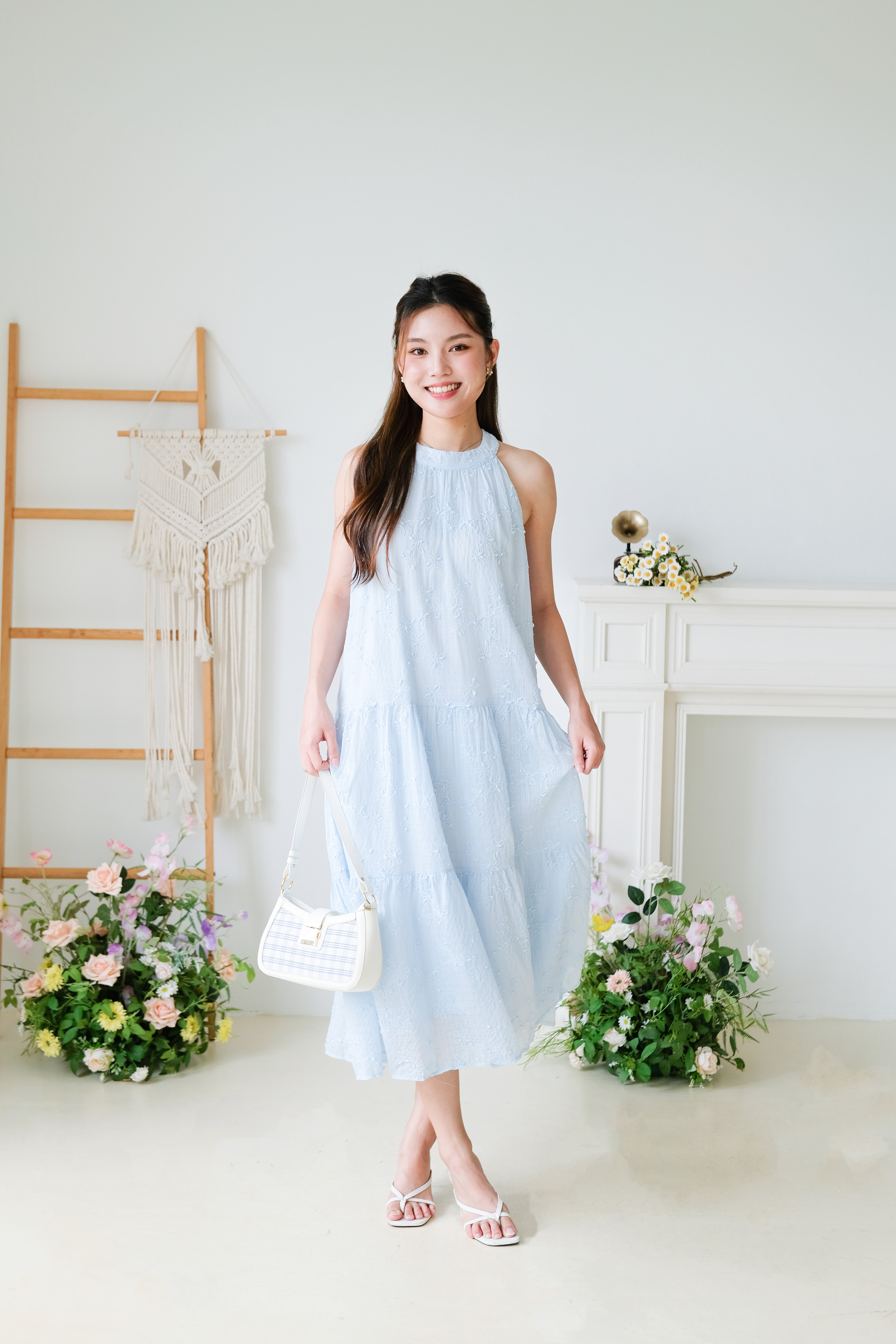 Avery Halter Loose Fit Maxi Dress (Sky Blue)