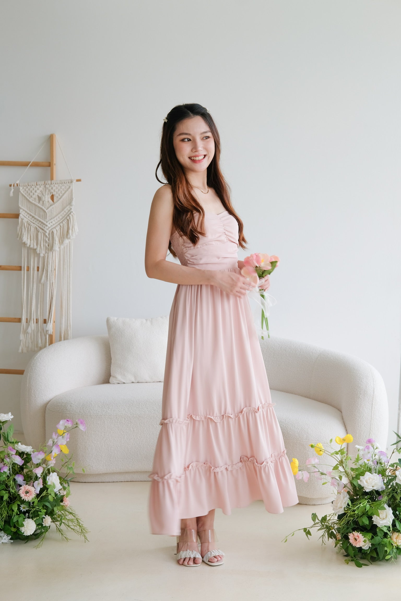 Anna Sweetheart Tube Maxi Dress (Dusty Pink)