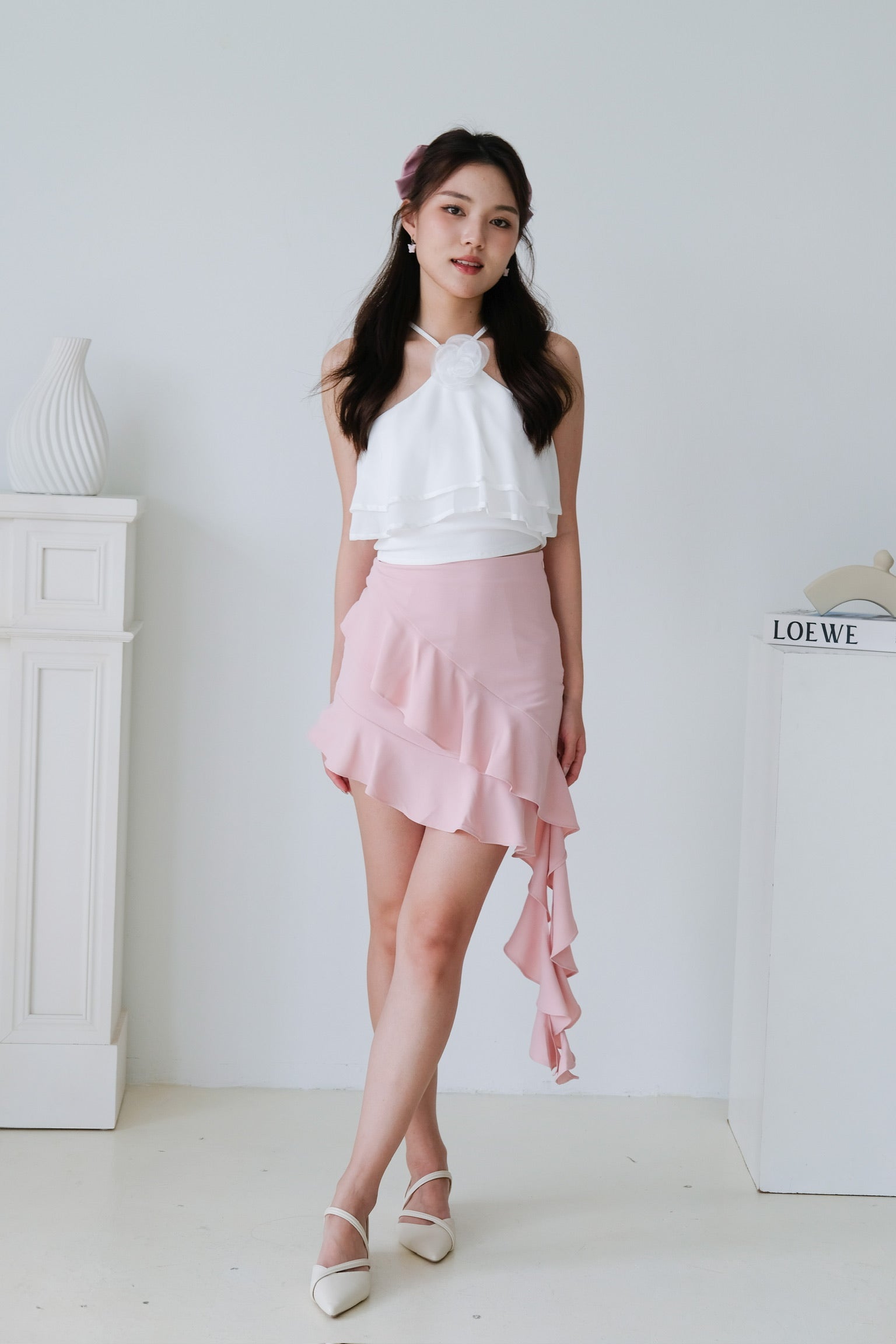 Ariel Rose Flutter Crop (White)