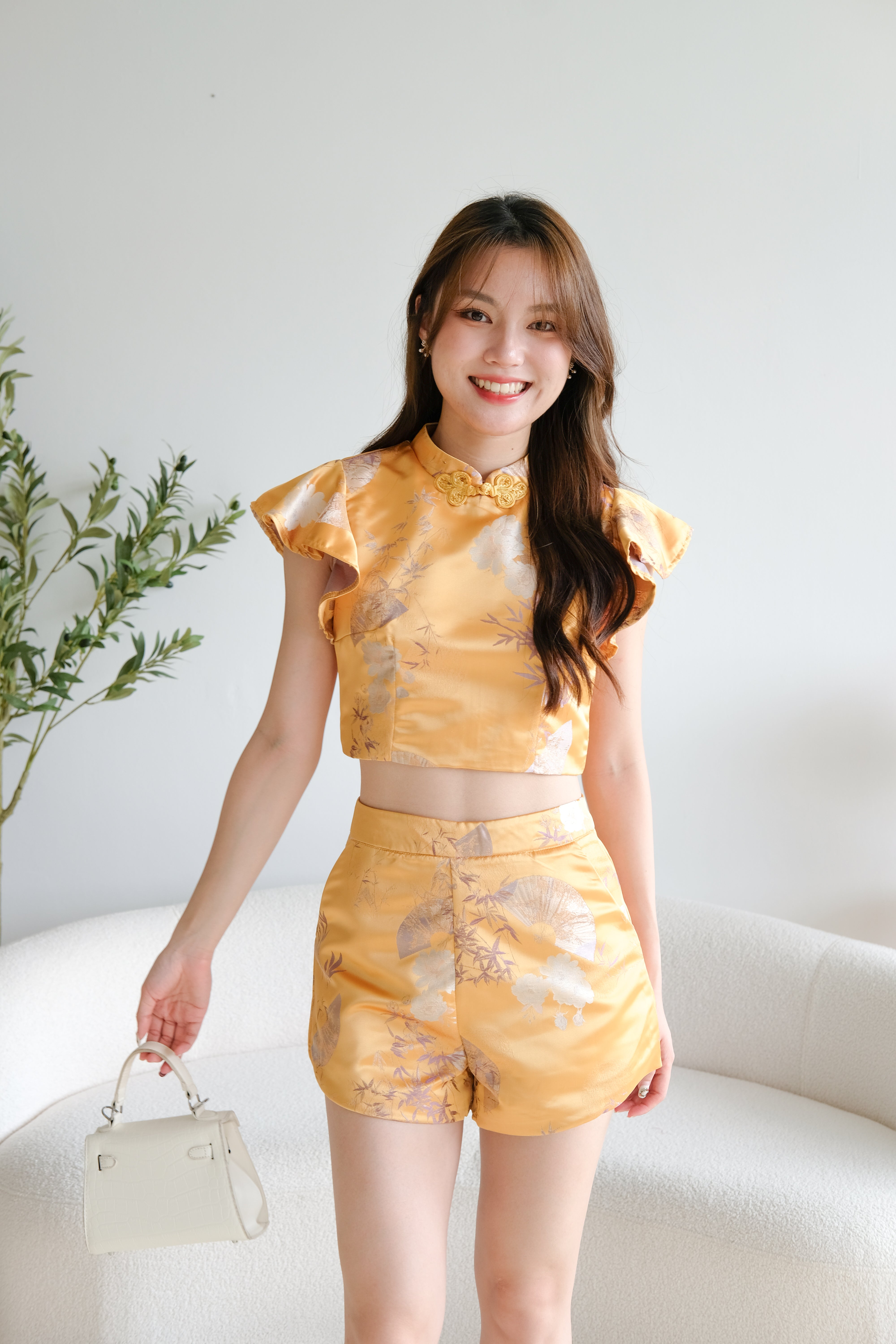 An Qi Cheongsam Set (Mustard Yellow)