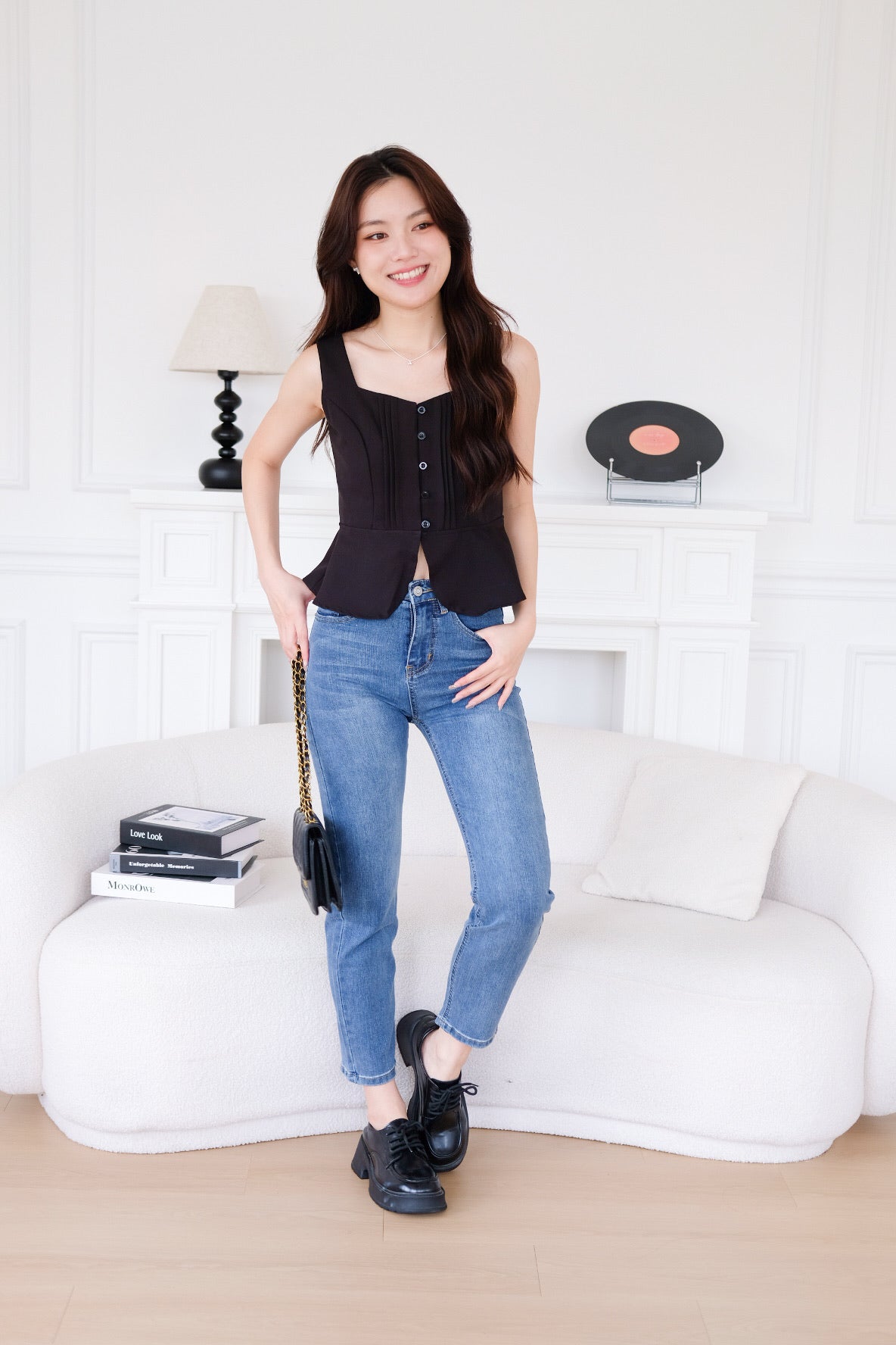 Esther Mini Pleats Flare Top (Black)