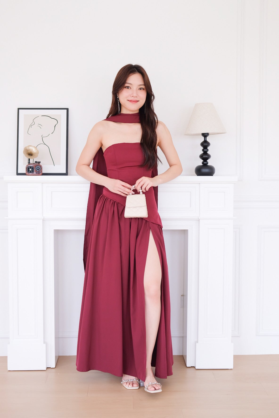 Kimberly Tube Sash Maxi Dress (Wine)