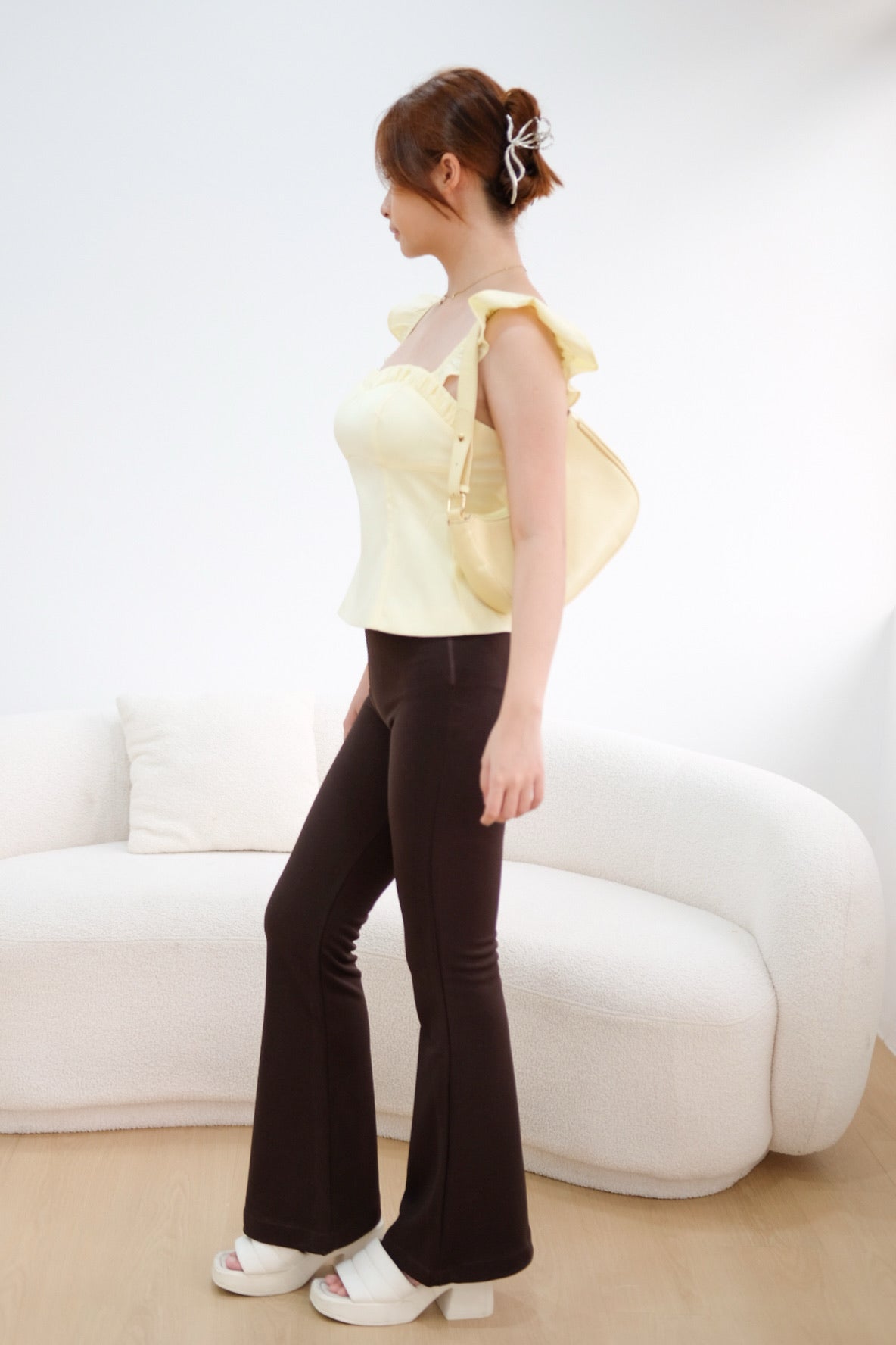 High-Waisted Yoga Flare Pants (Dark Brown)