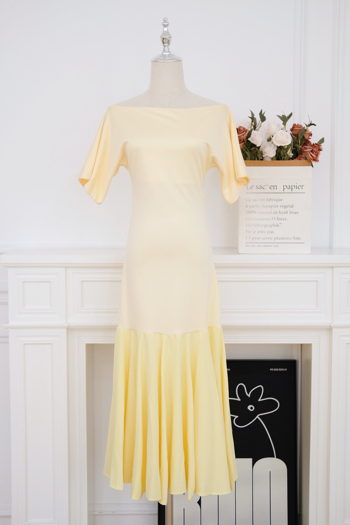 Yellow Boatneck Maxi Dress