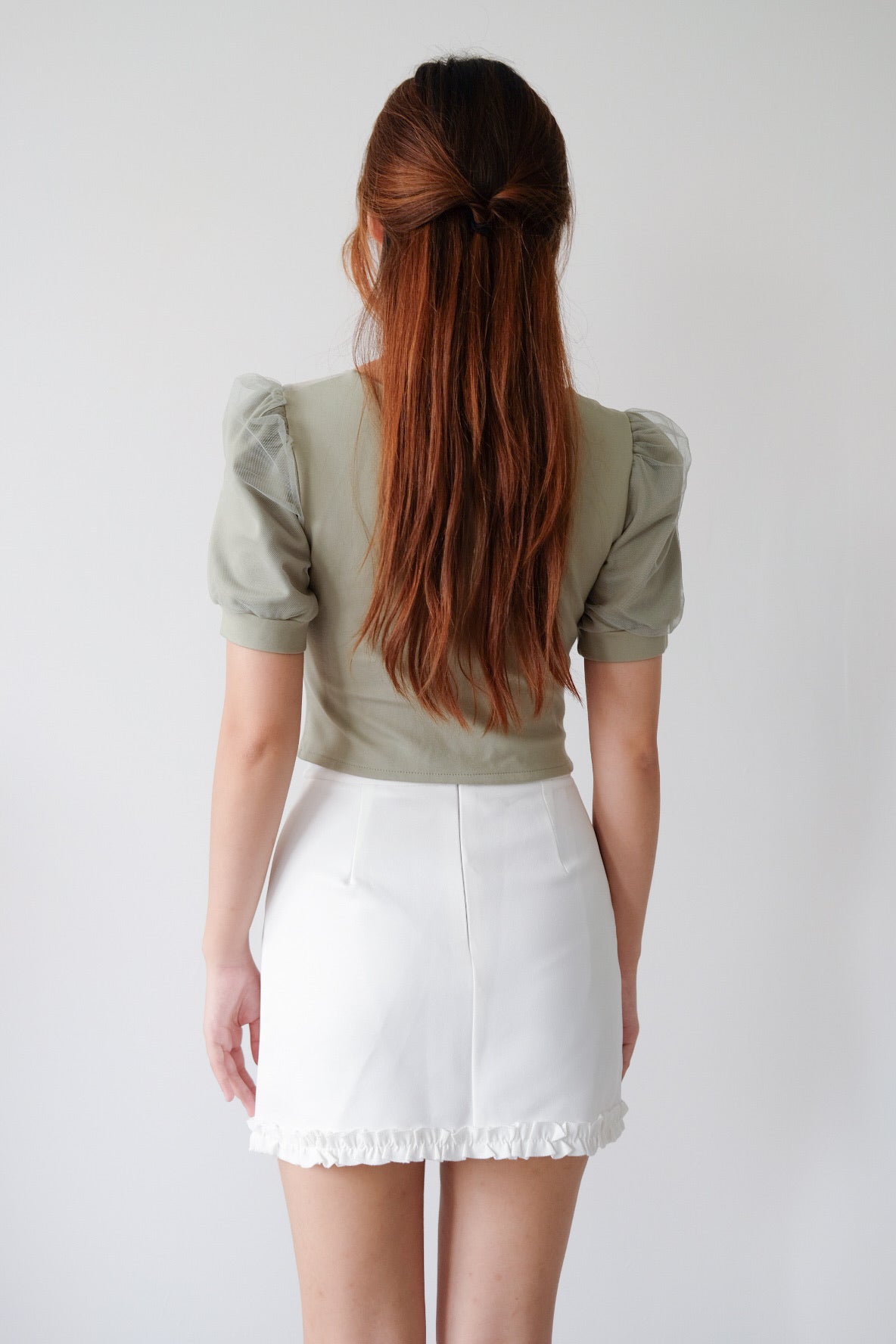 Ruffle Hem A-Line White Skirt