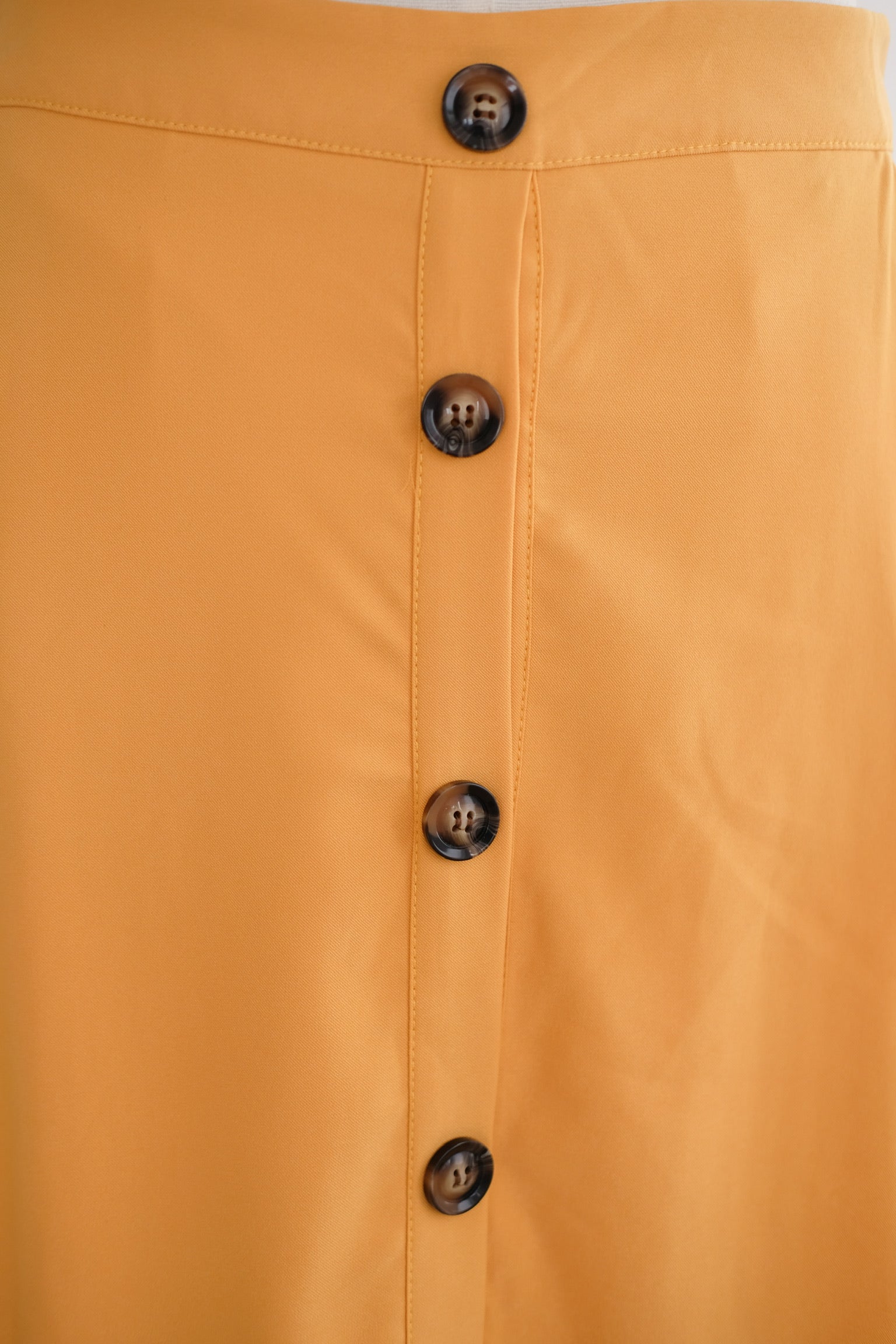 Orange Buttons Ruffle Midi Skirt