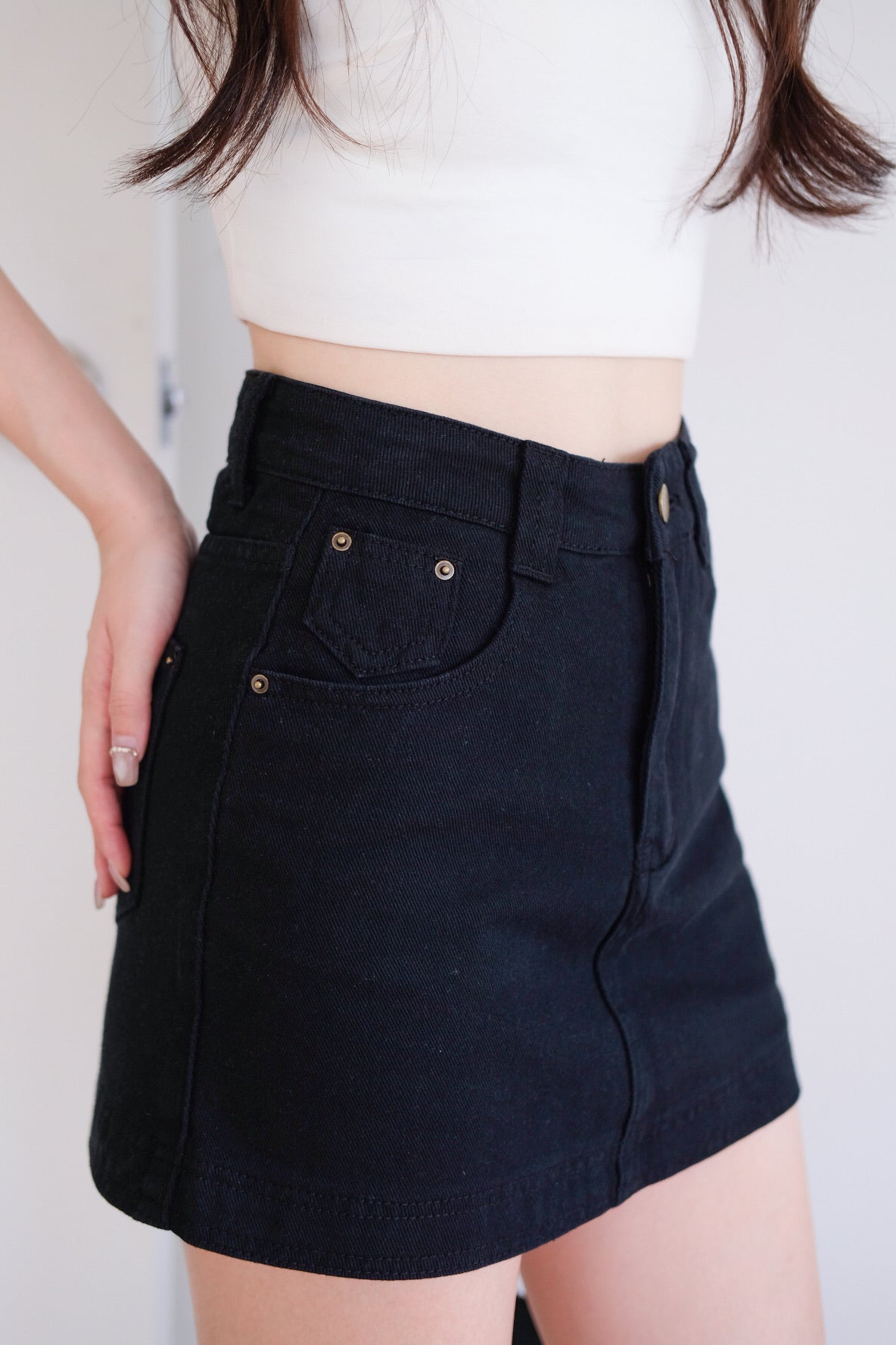 Levin Denim Skorts (Black)