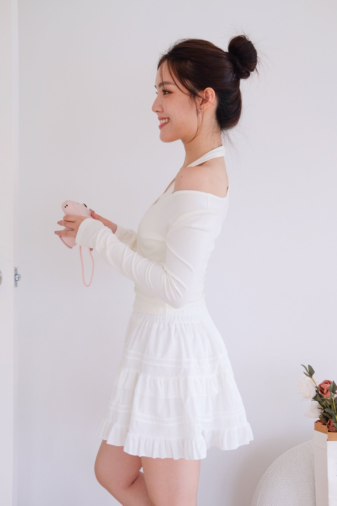 Alicia Ballet Halter 2-in-1 Top (White)