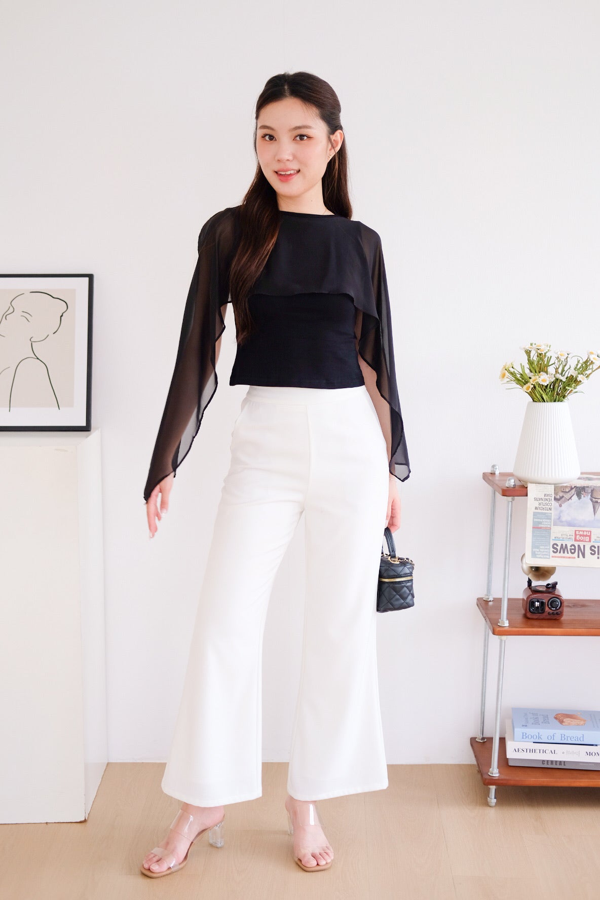 Lustre Cape Boatneck Top (Black)