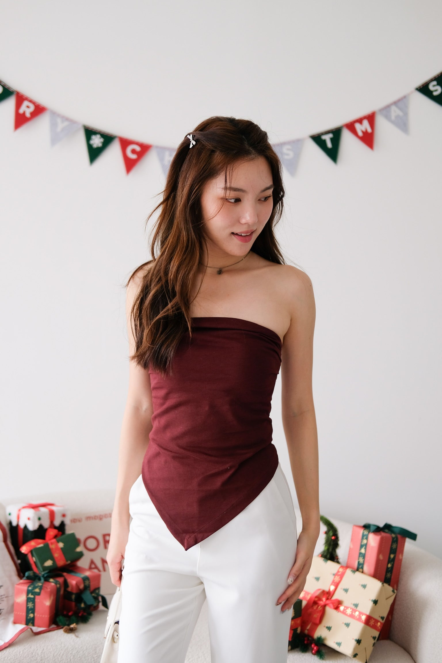 Porter Asymmetrical Tube Top (Wine)