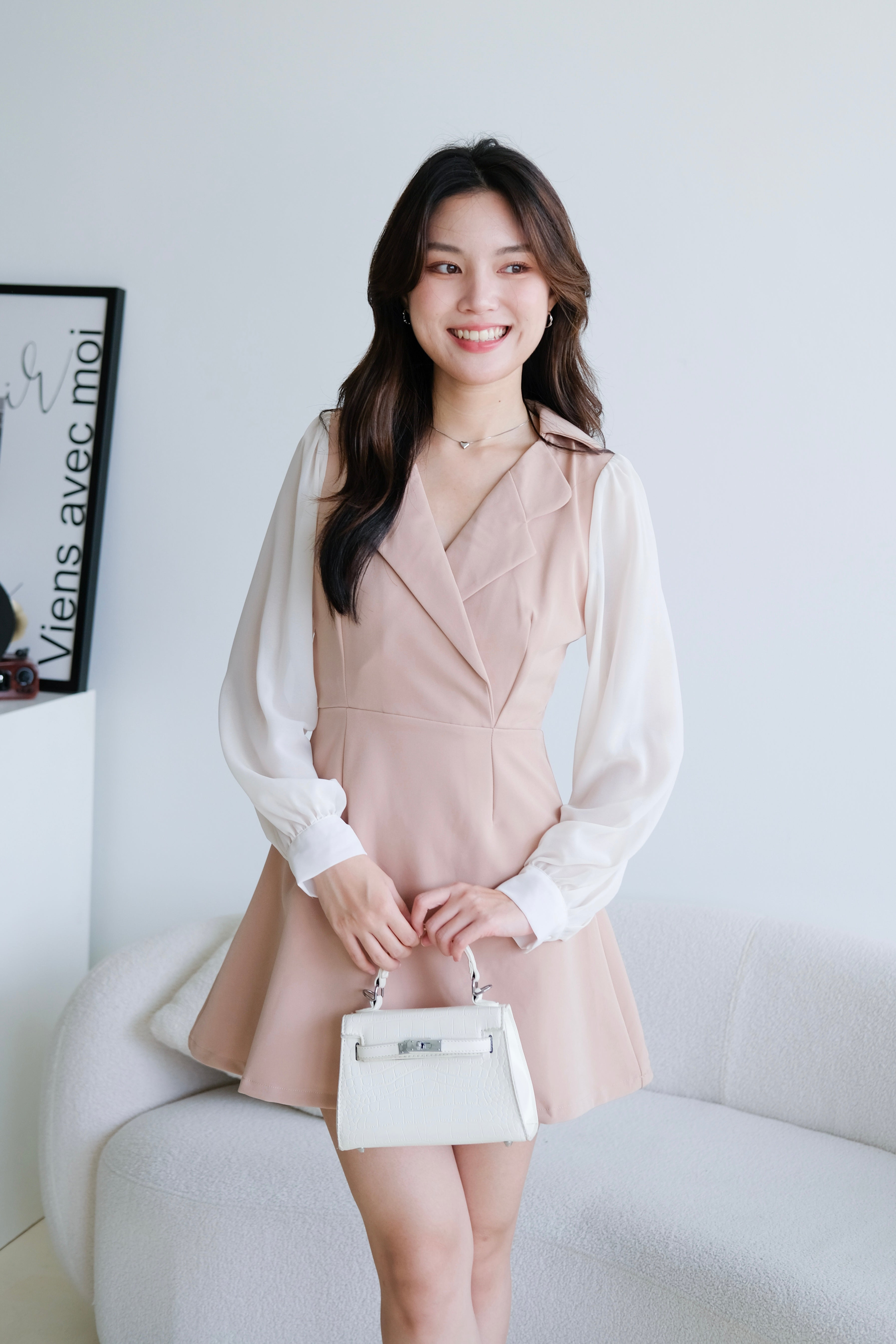 Louisa Blazer Sleeve Dress (Khaki)