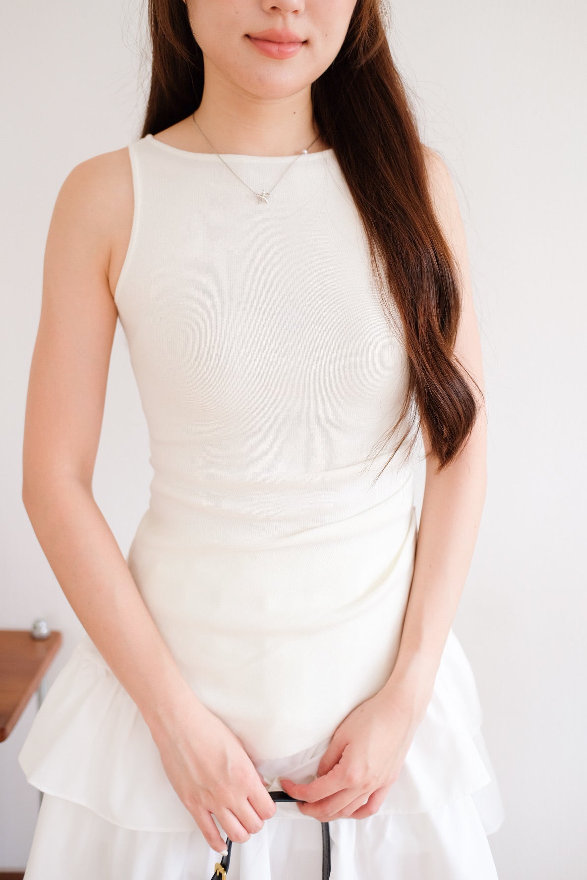 Velisse Boatneck Ruched Top (White)