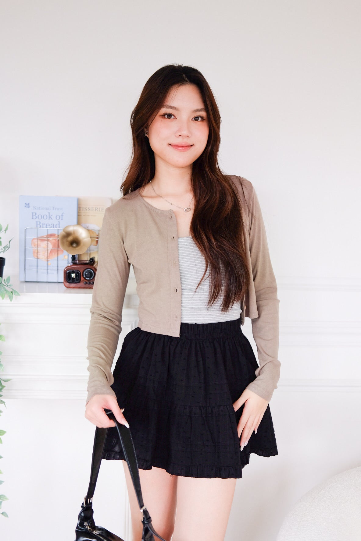 Isla Button Cardigan (Smoky Green)