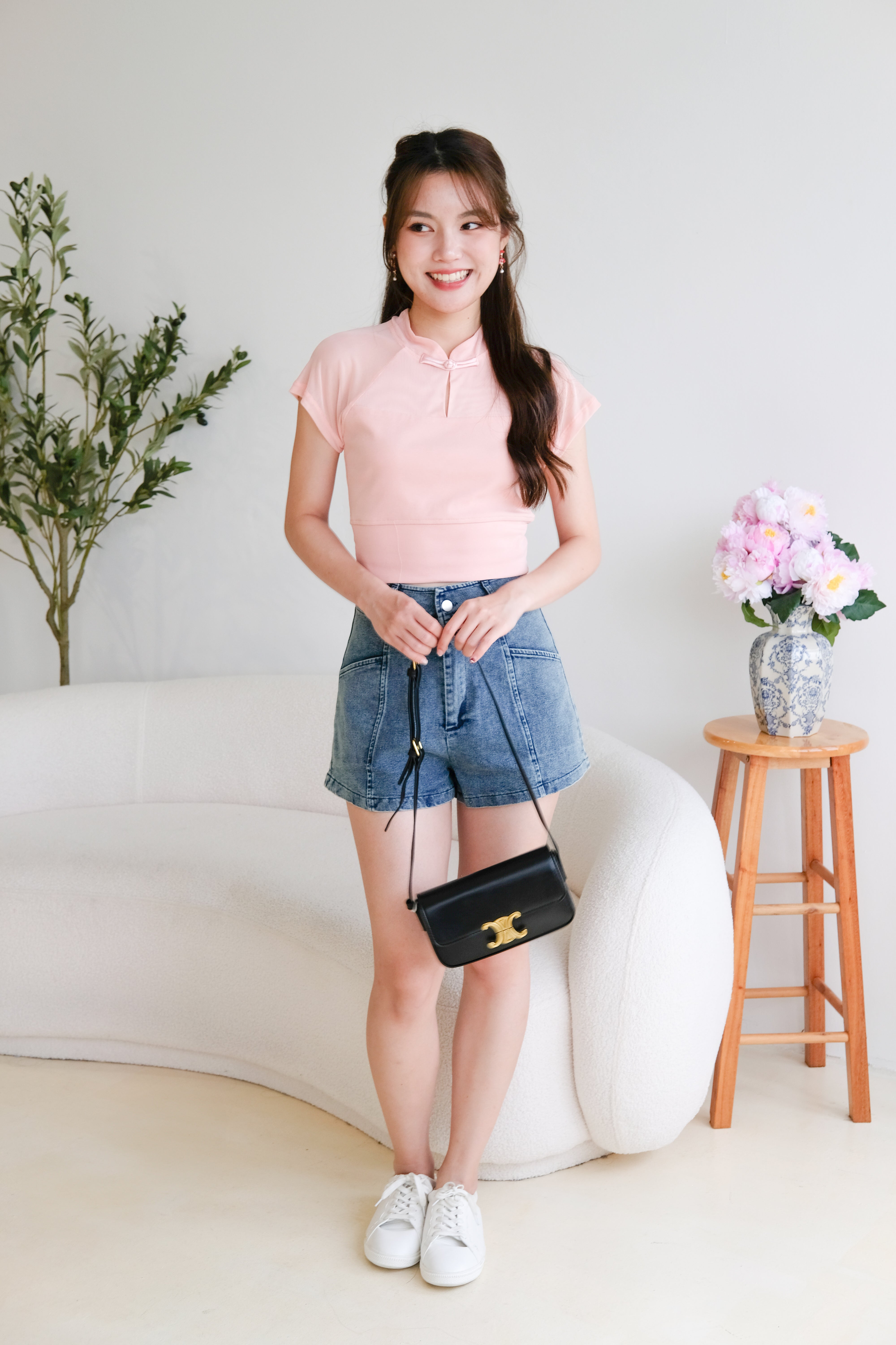 En Basic Cheongsam Top (Nude Pink)