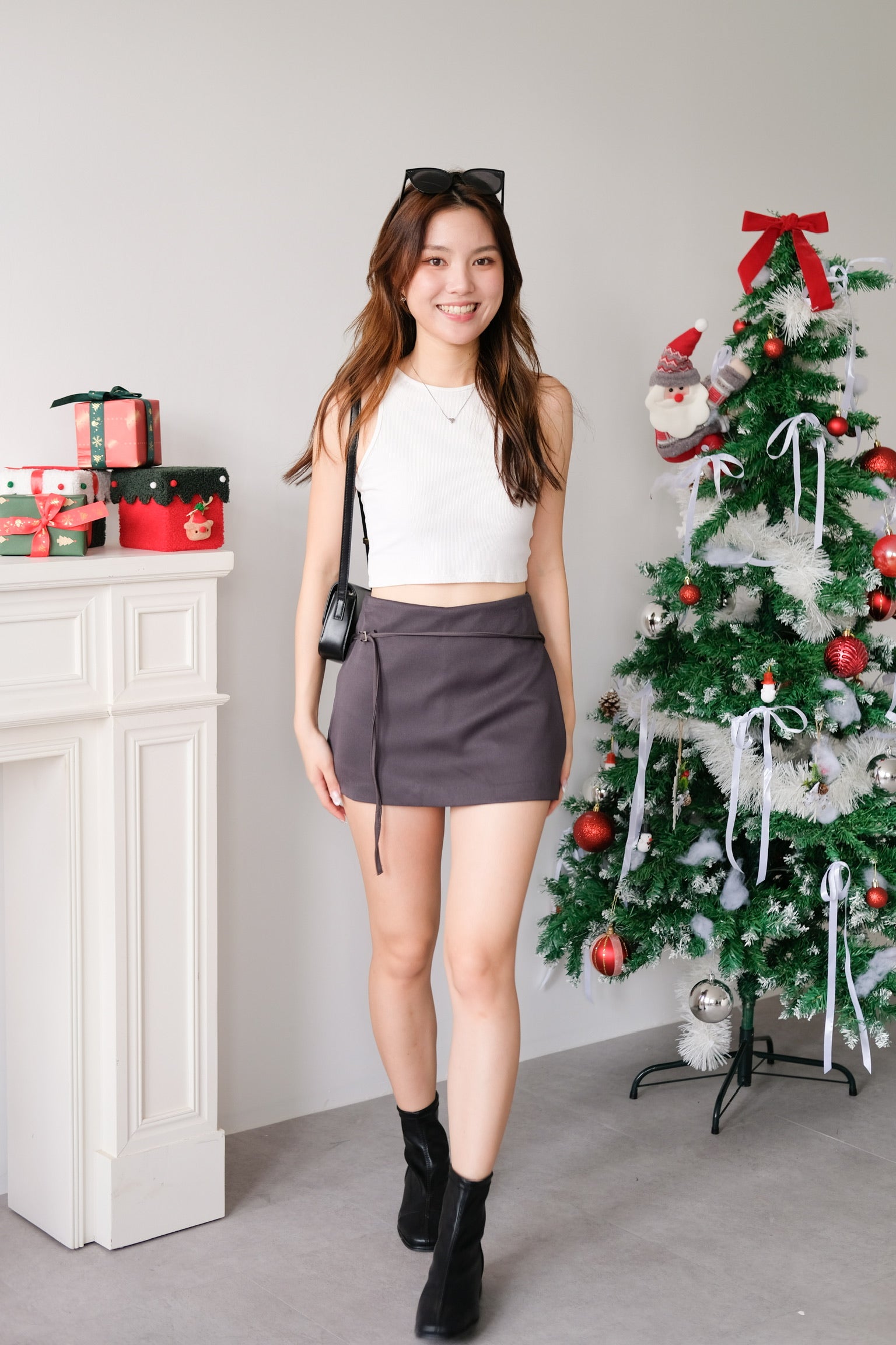 Tasha Mini Belt Skort (Dark Grey)