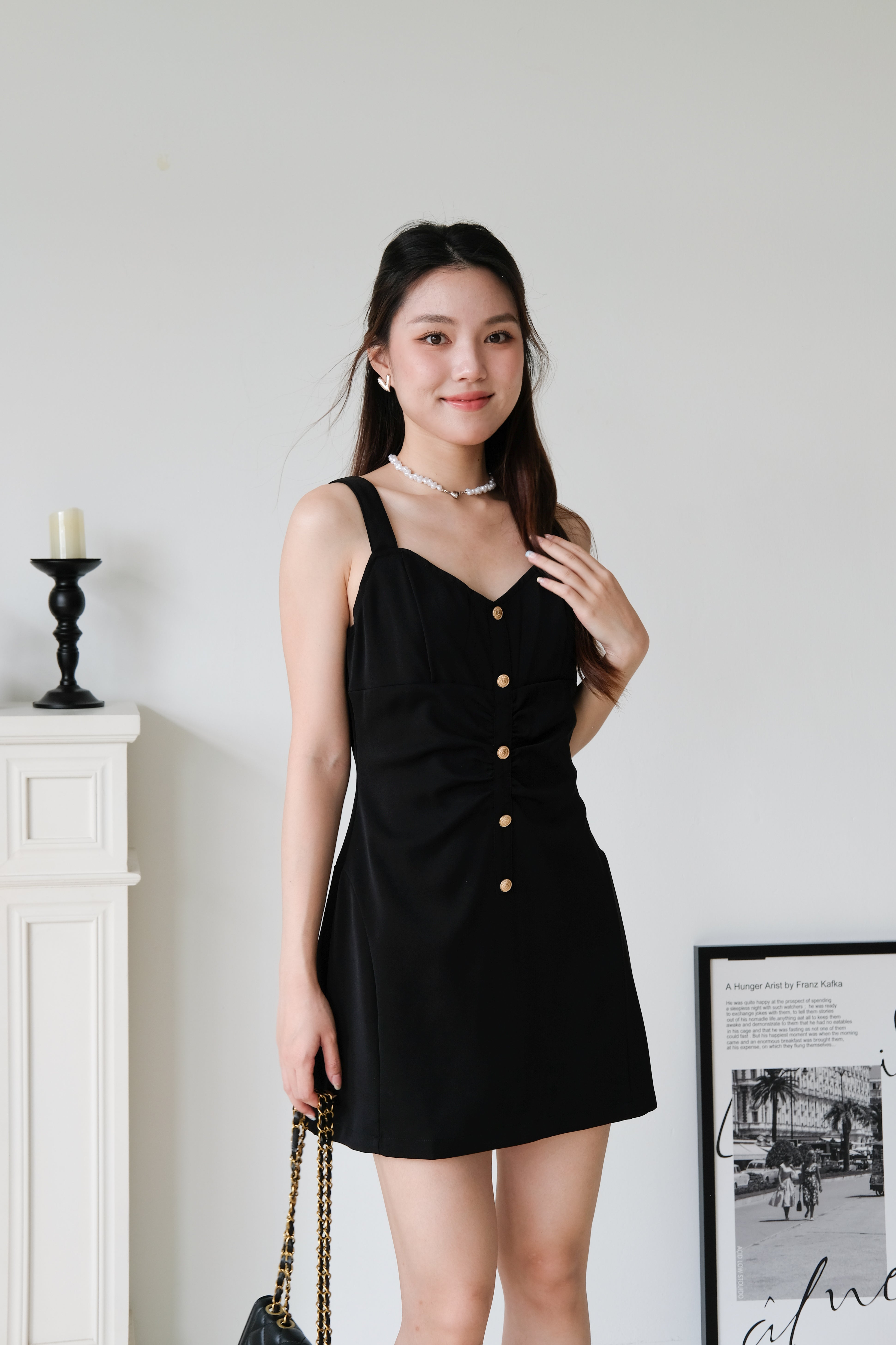 Kailey Vintage Button Dress (Black)