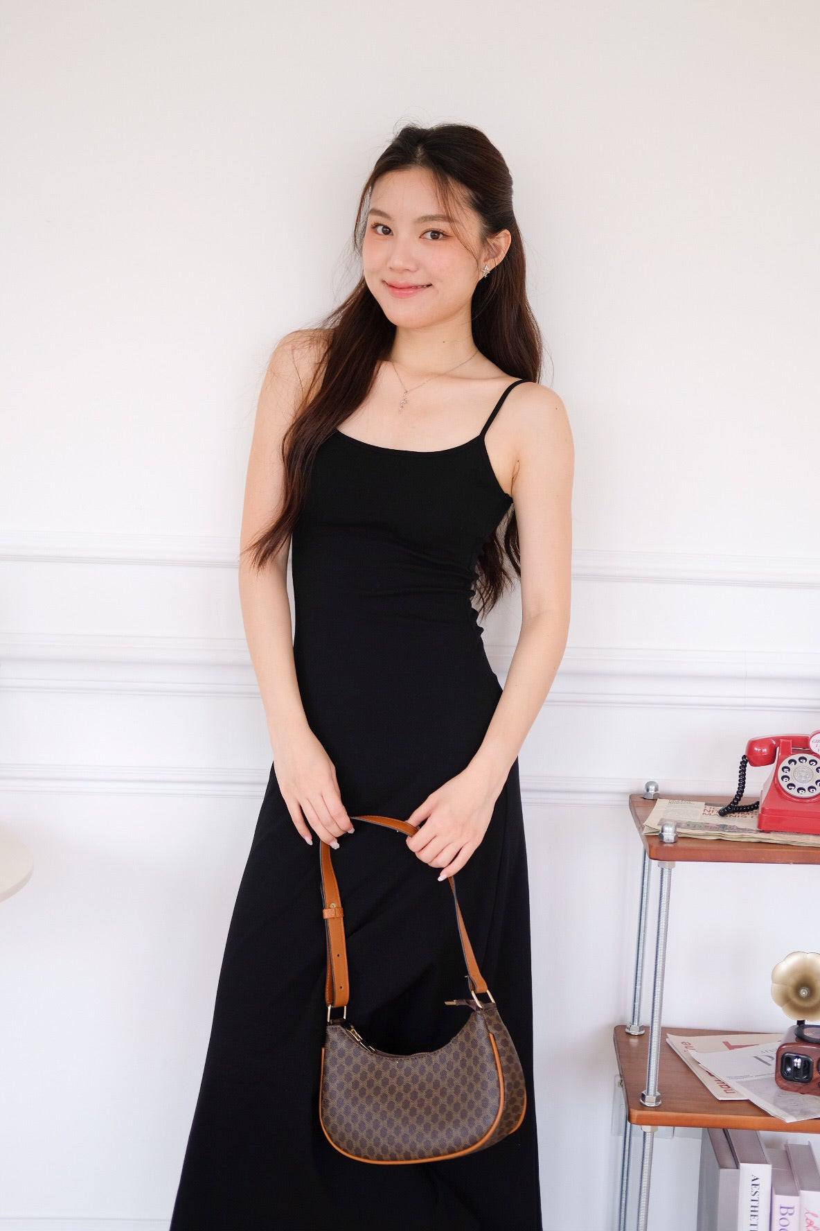 Avery Padded Skater Maxi Dress (Black)