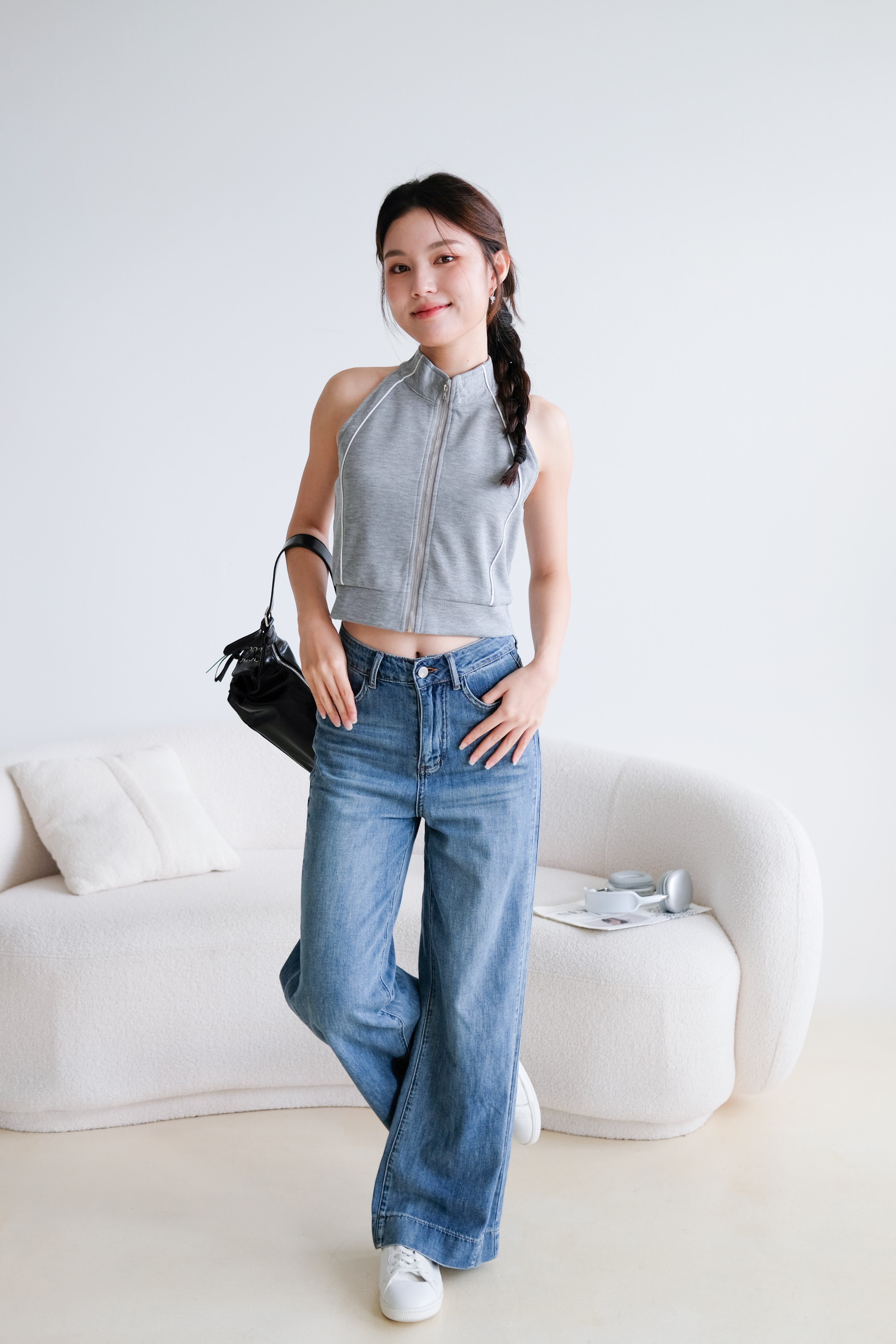 Fred Sporty Halter Top (Grey)