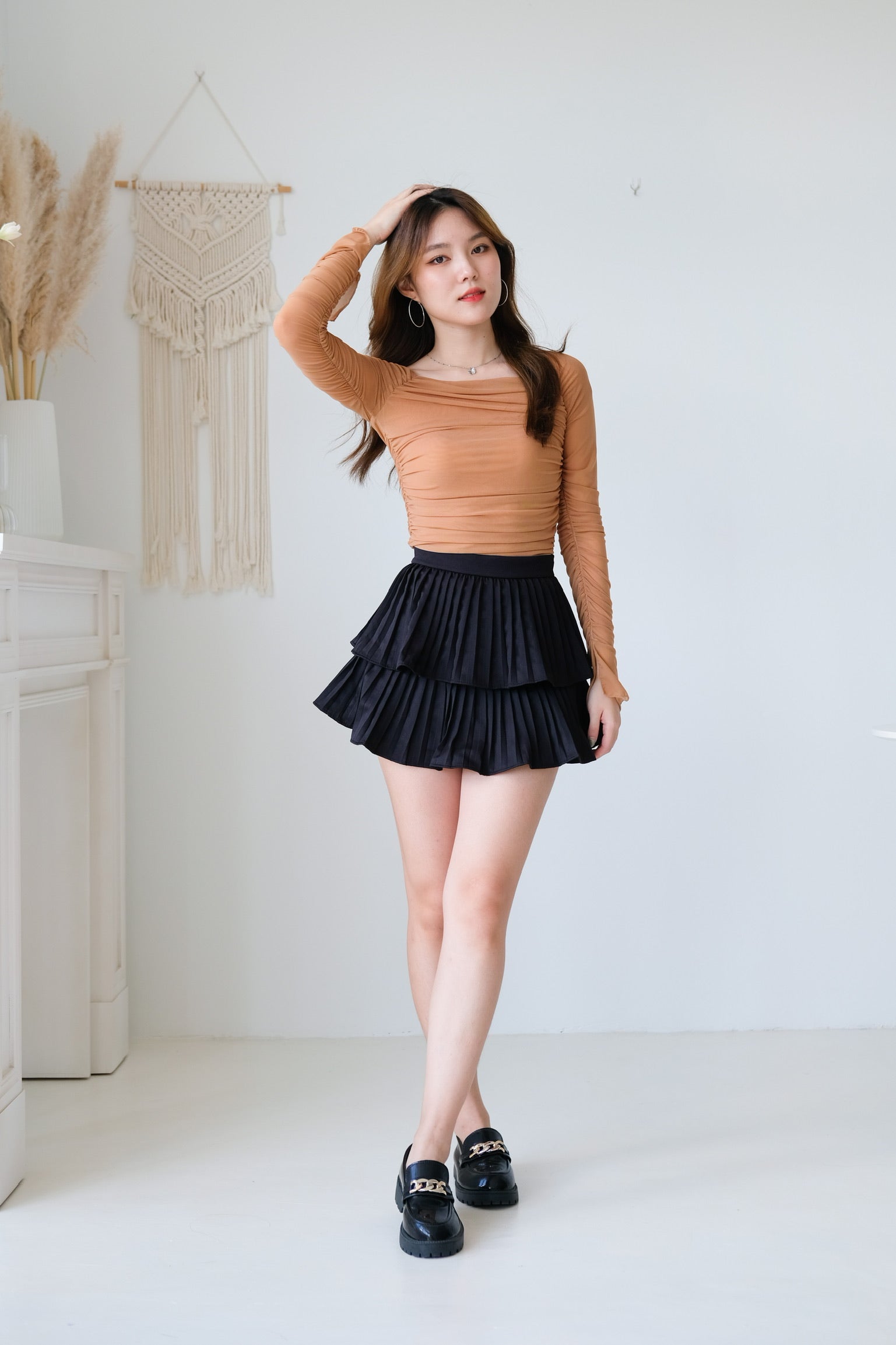 Dainty Pleated Skorts (Black)