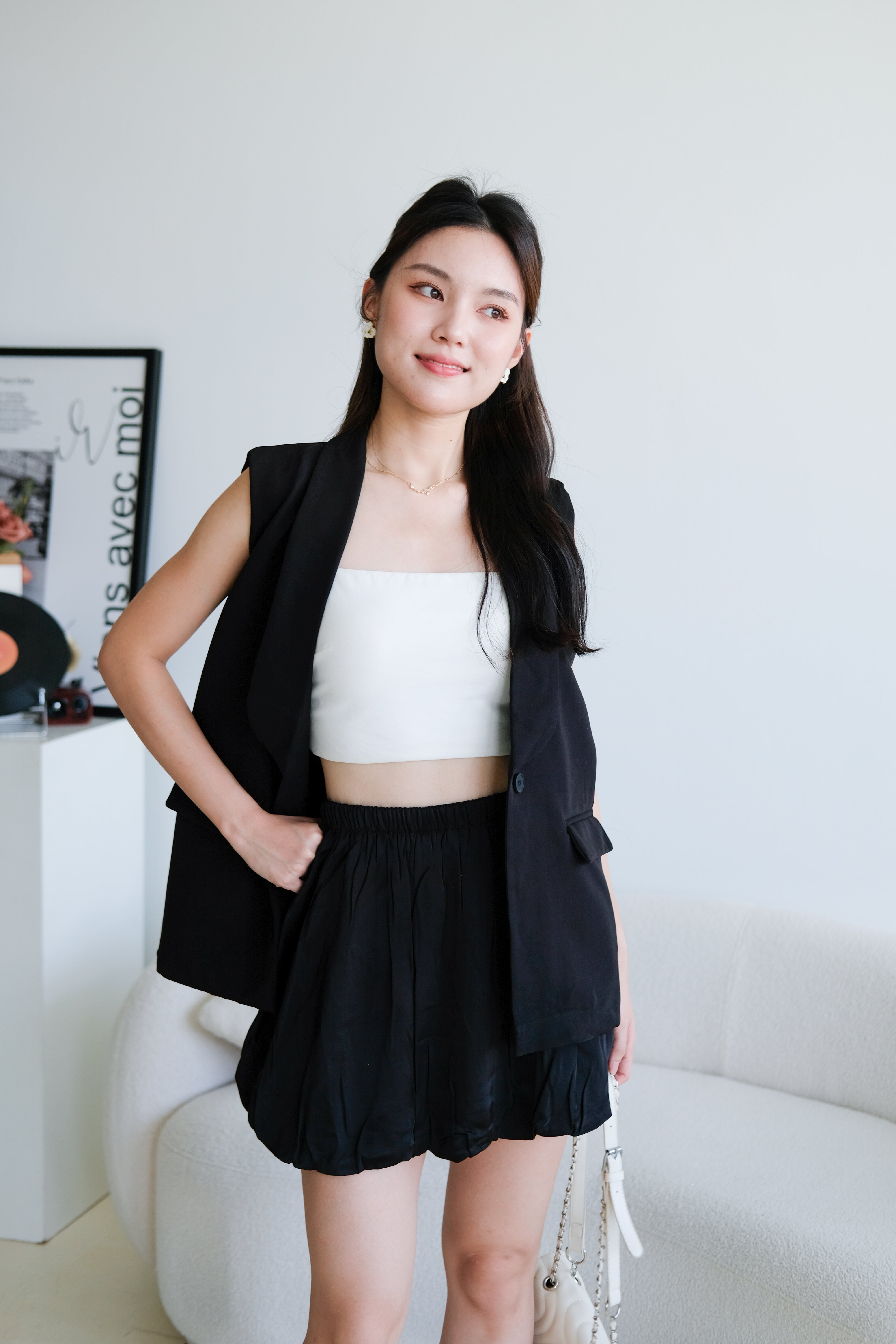 Zora Blazer Long Vest (Black)