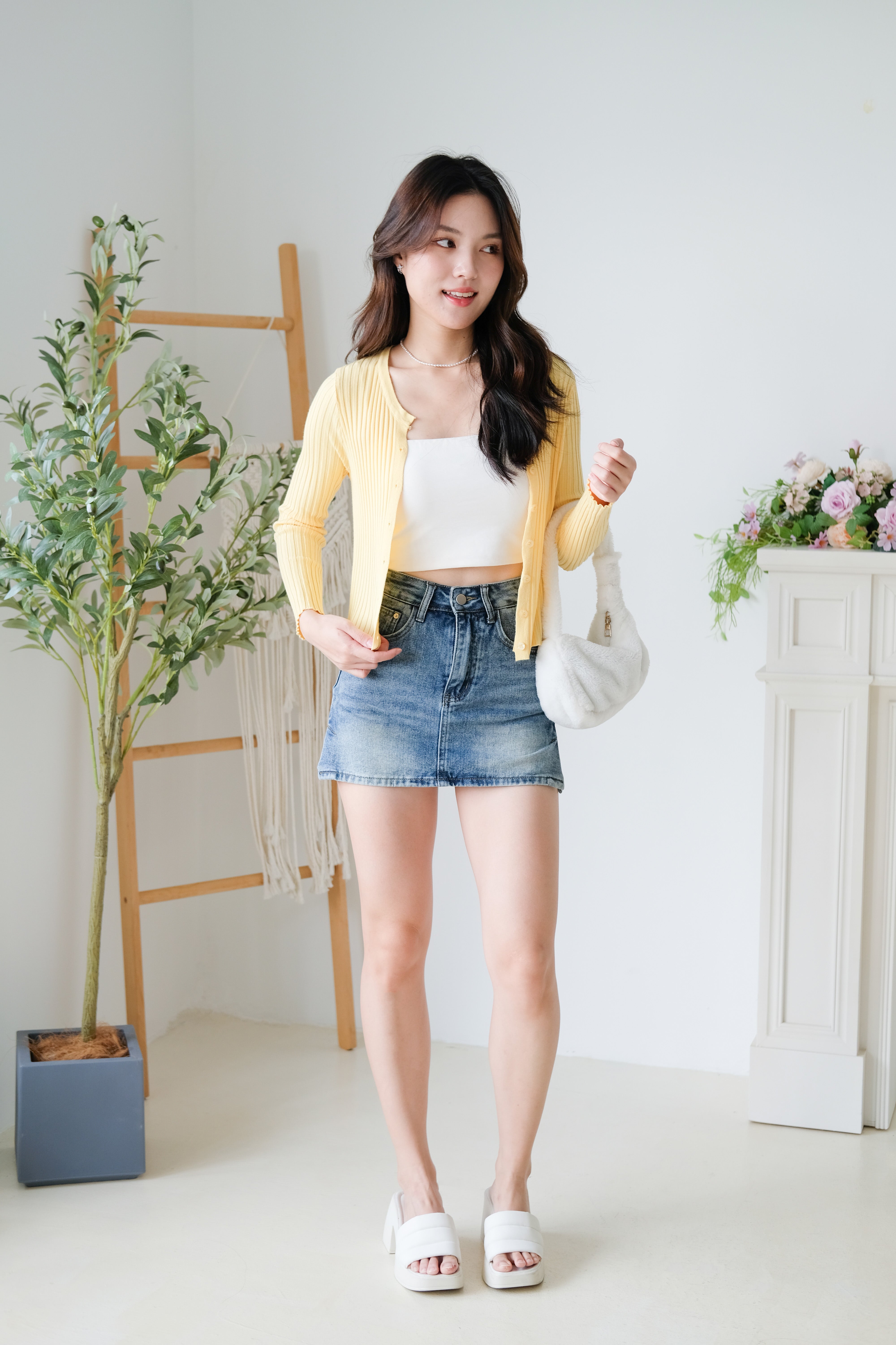 Soft Hour Knit Ribbed Cardigan (Yellow)