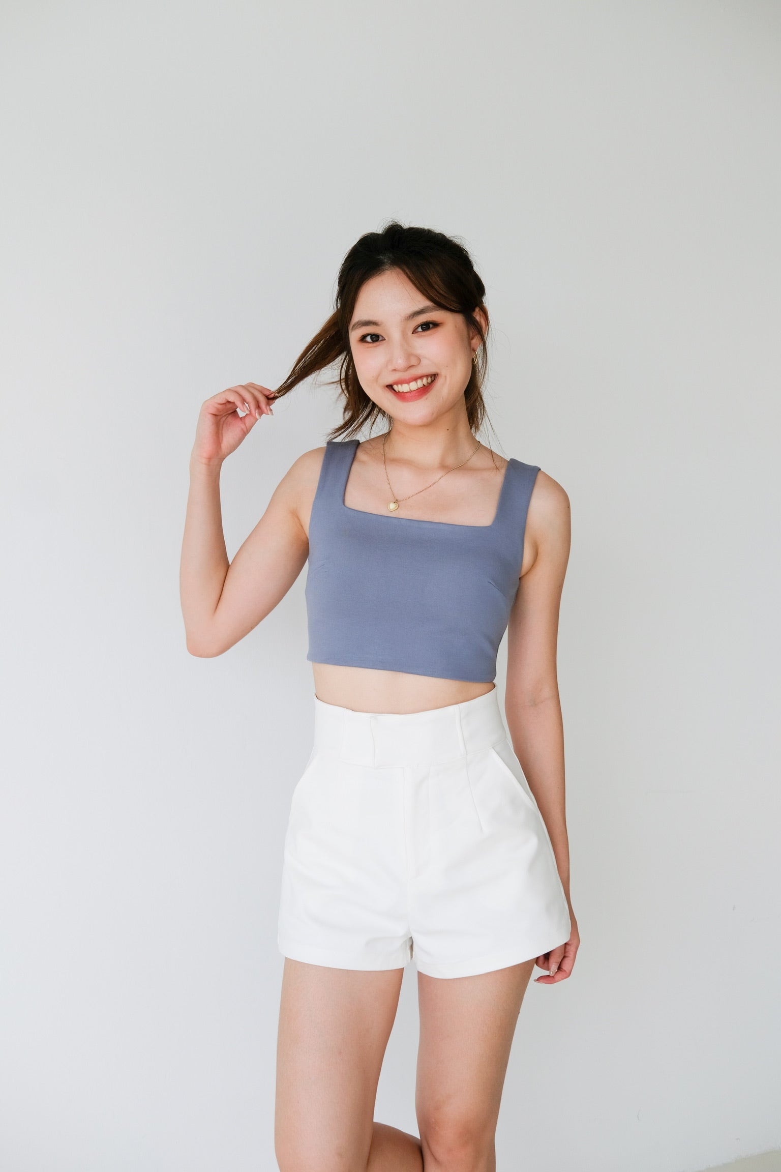 Polene Super High Waist Shorts (White)