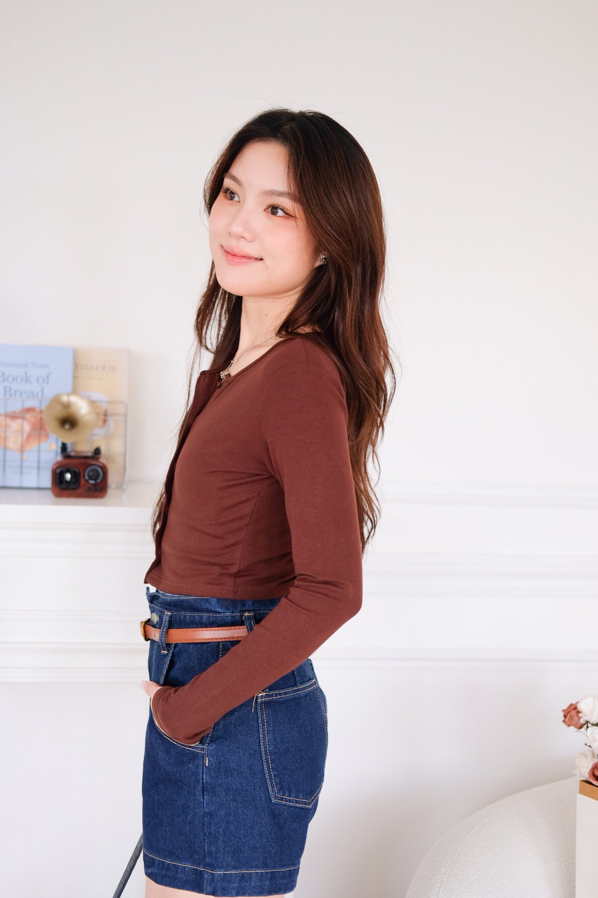 Isla Button Cardigan (Mocha)