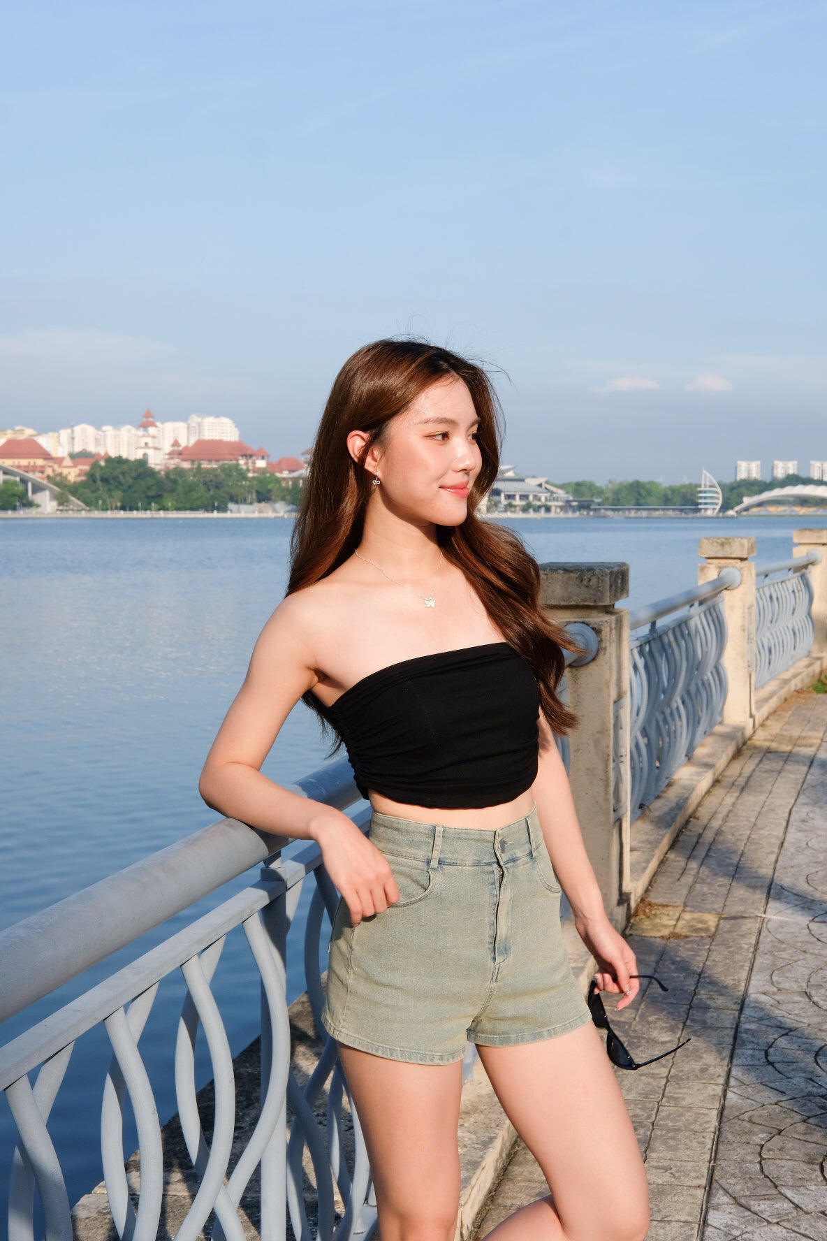 Absolute Denim High Waist Shorts (Salt Blue)