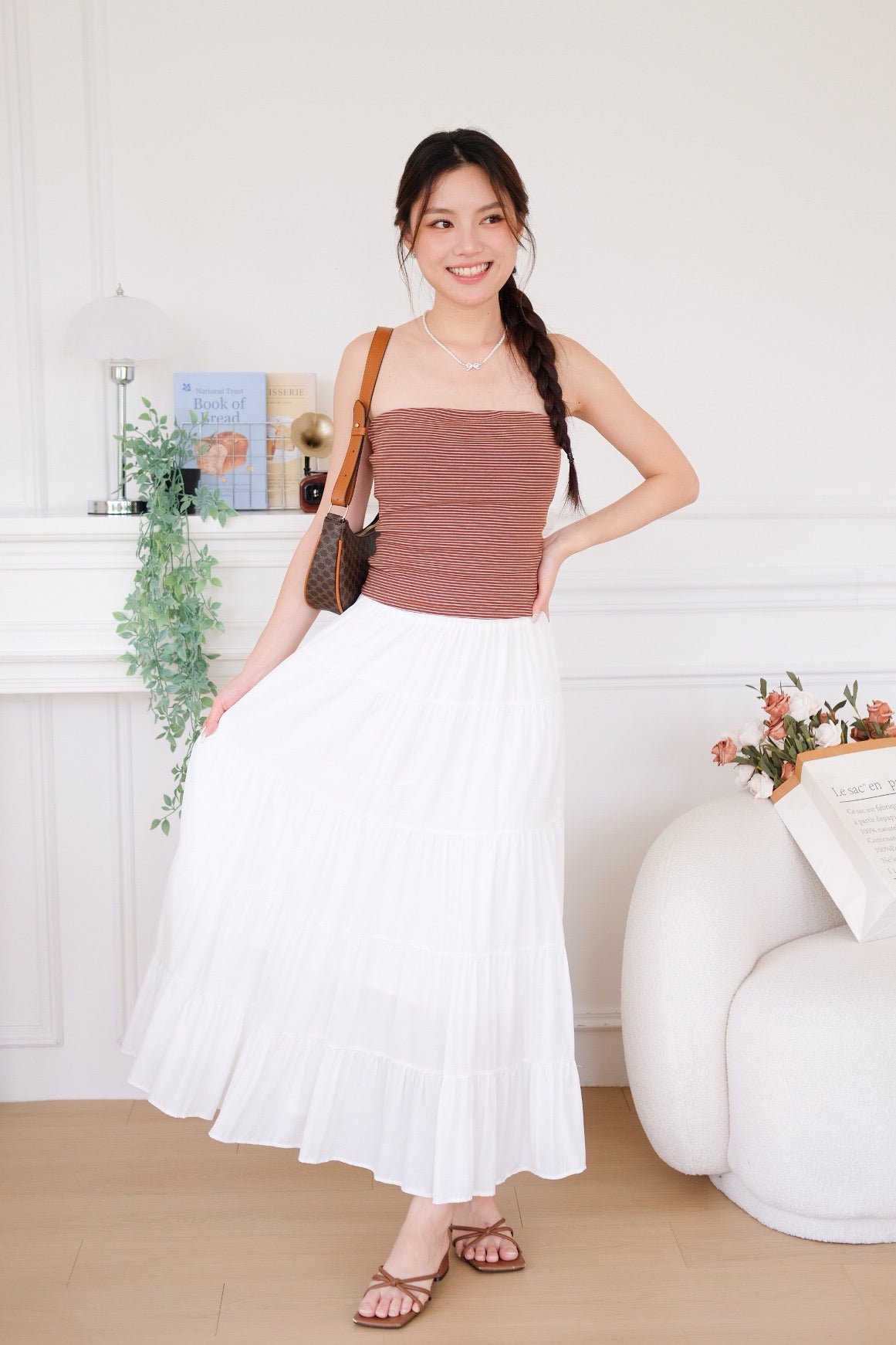 Capri Striped Padded Tube Top (Chestnut Brown) [ ETA 26 Aug ]