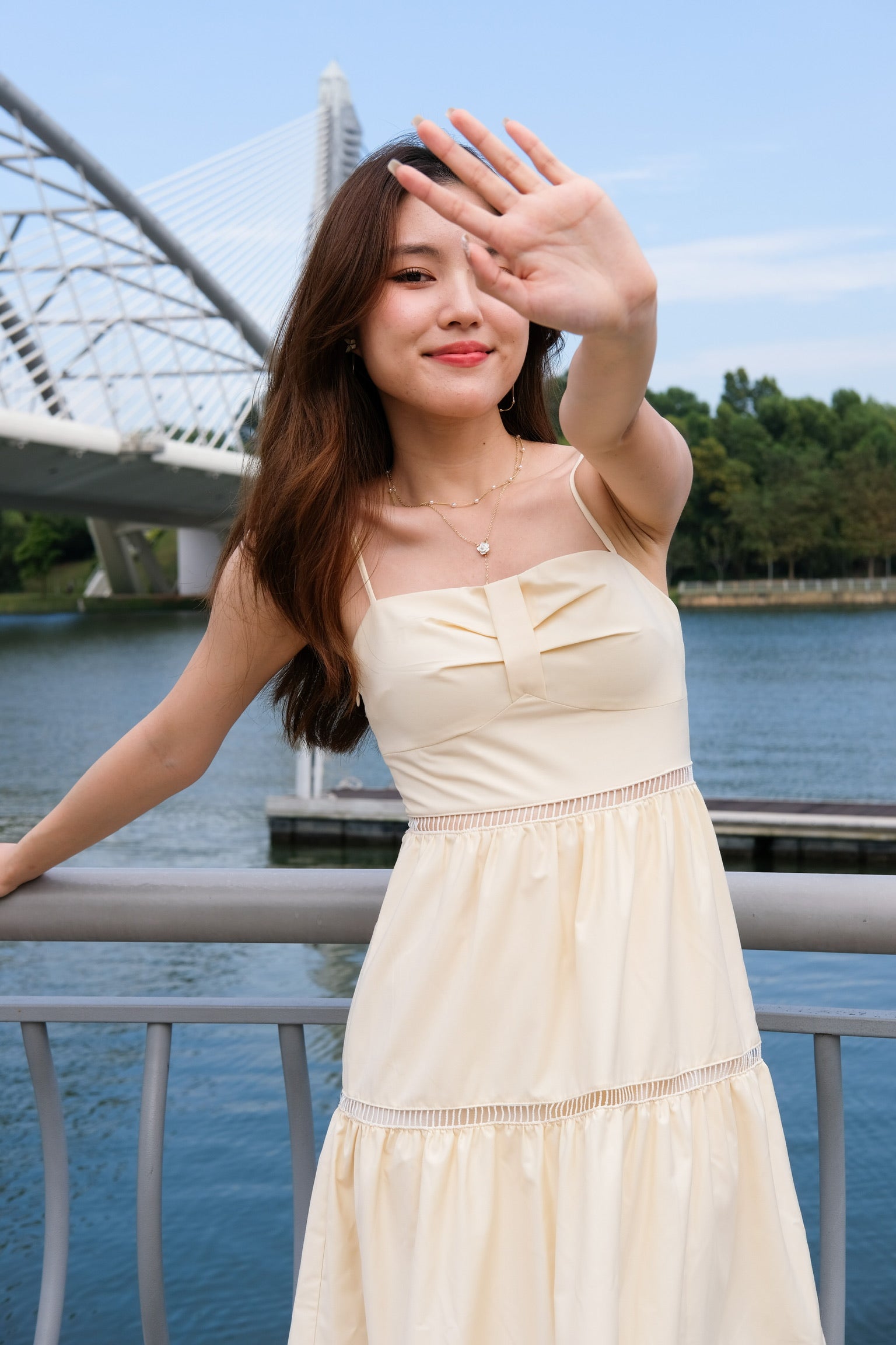 Danessa Padded Midaxi Dress (Pale Yellow)