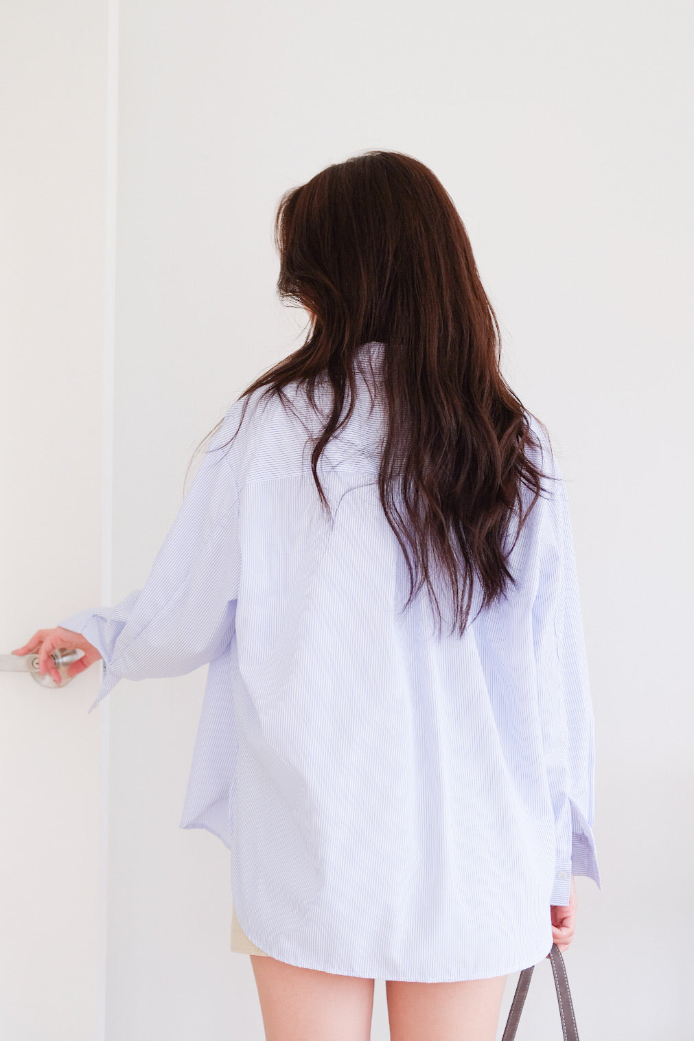 Downtown Oversized Shirt (Ice Blue Stripes)
