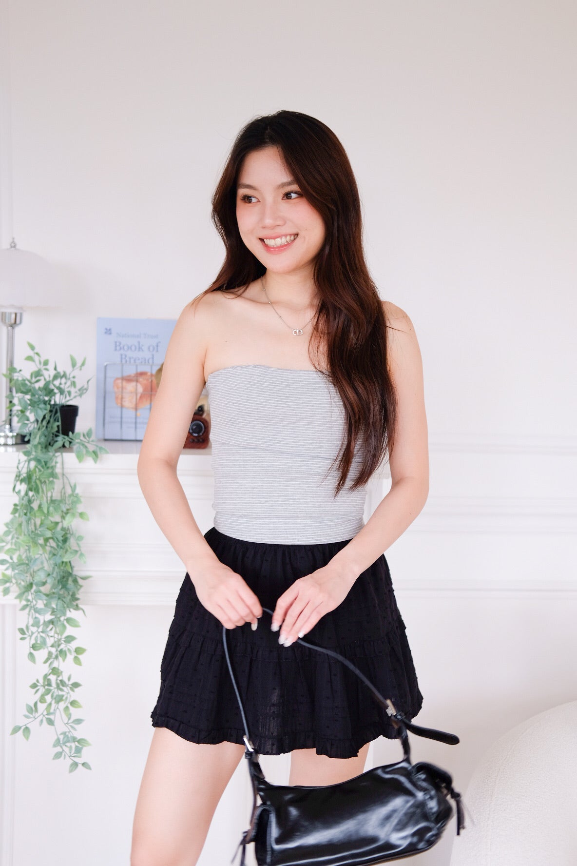 Capri Striped Padded Tube Top (Light Grey) [ ETA 26 Aug ]