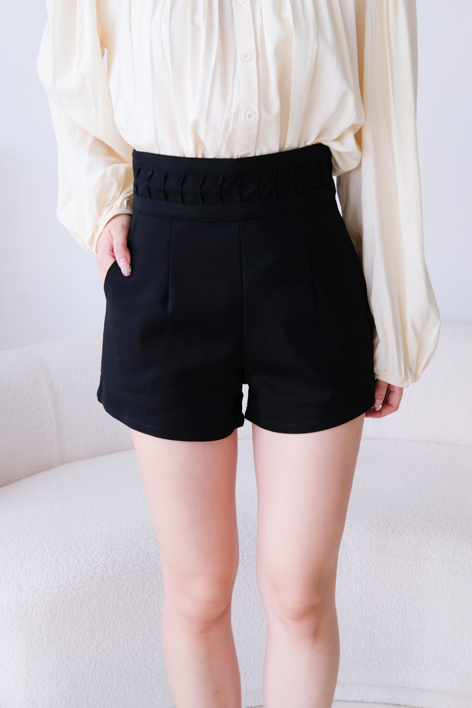 Ruth High Waist Shorts (Black)