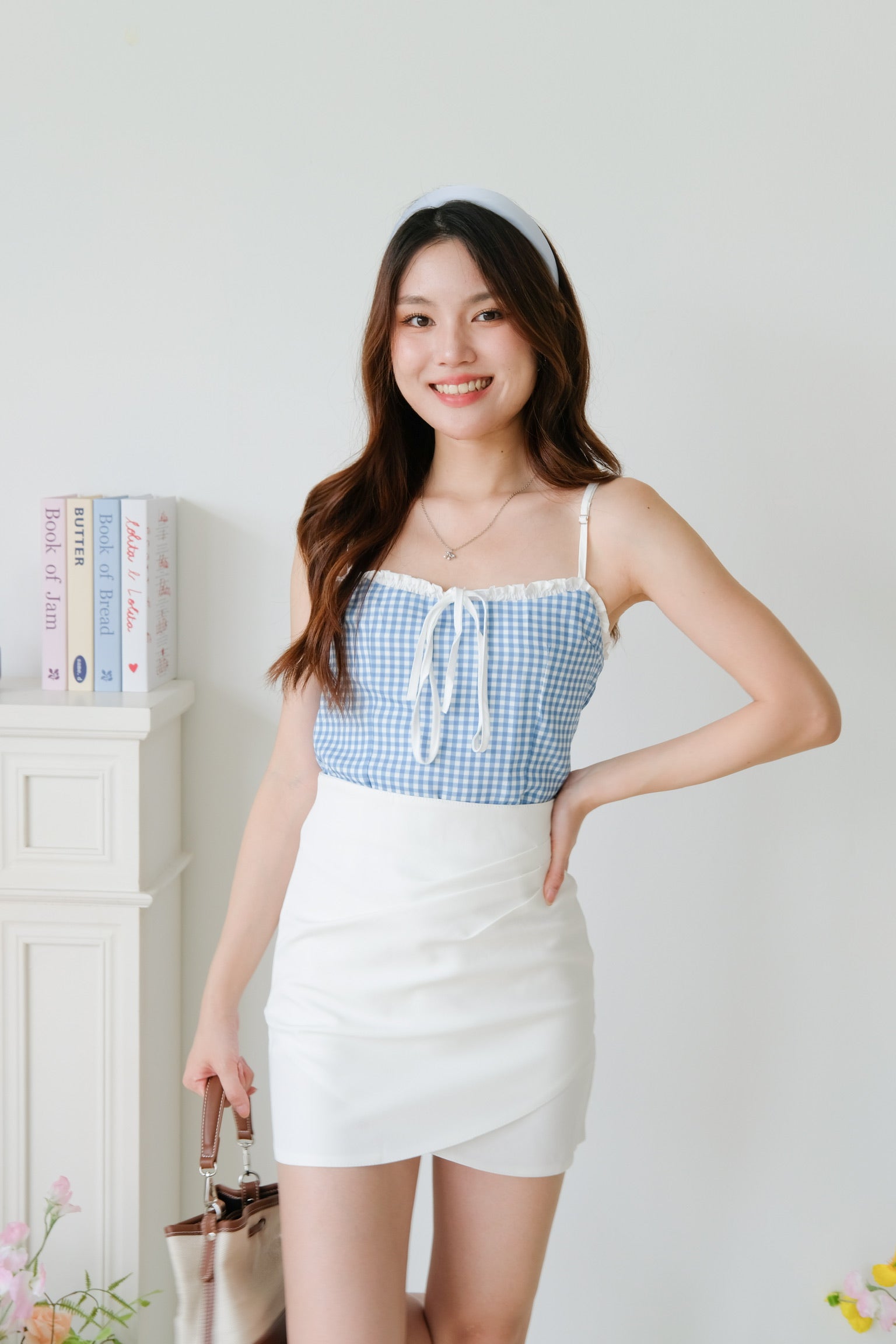 Polly Plaid Ruffle Top (Blue)