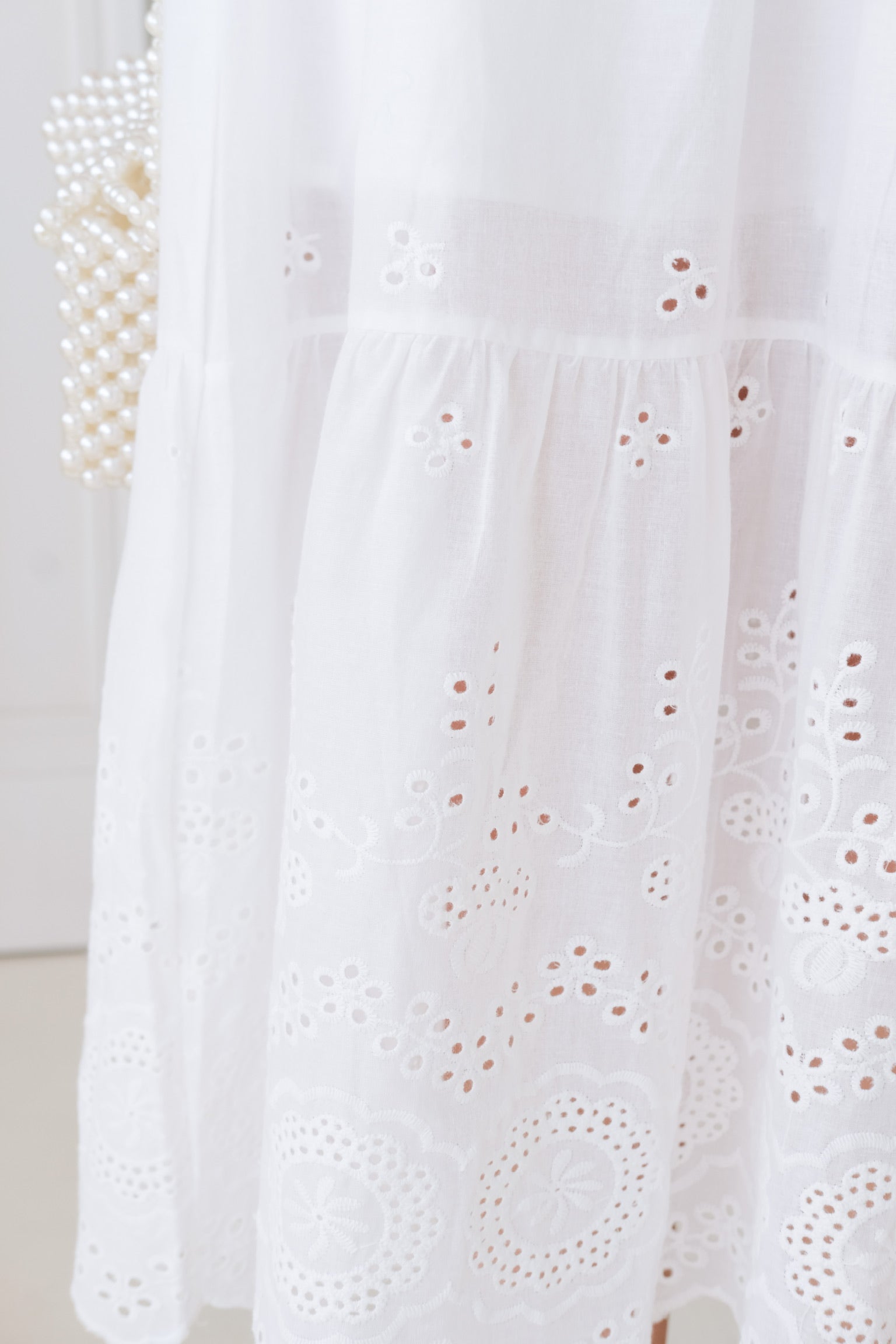 Adelaide Smocked Eyelet Maxi Dress (White)