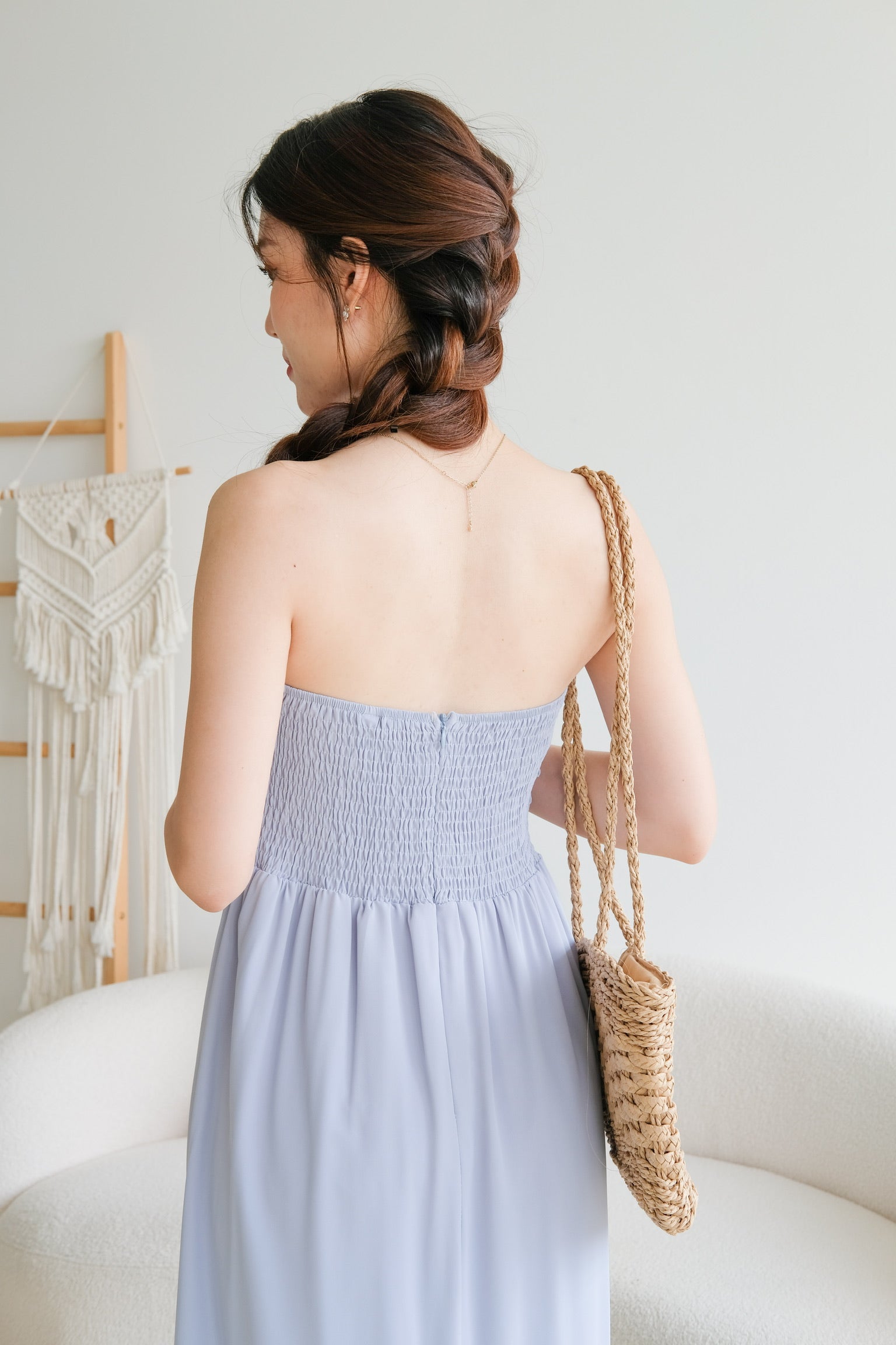 Anna Sweetheart Tube Maxi Dress (Dusty Blue)