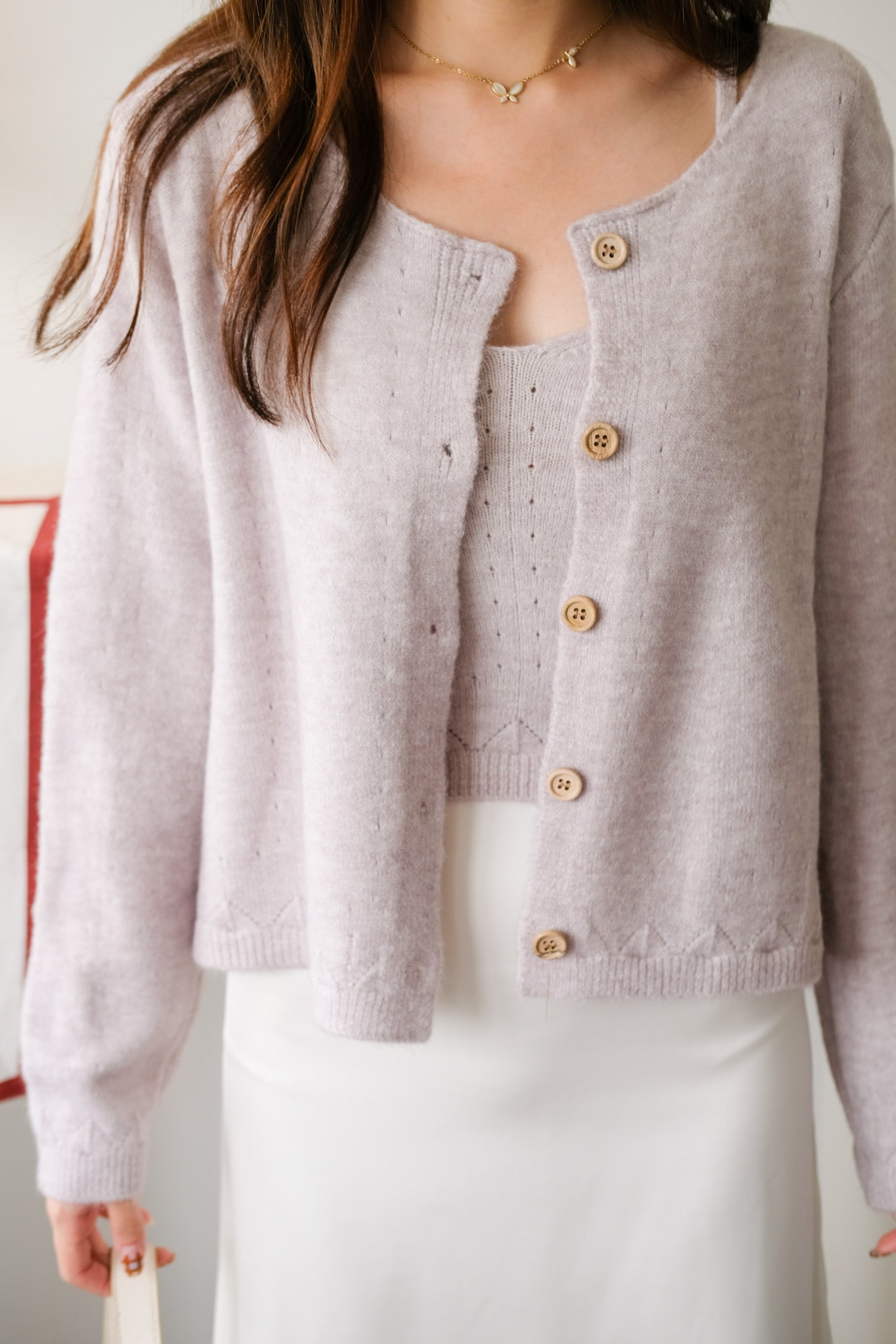 Nicole 2-in-1 Cardigan Set (Purplish Grey)