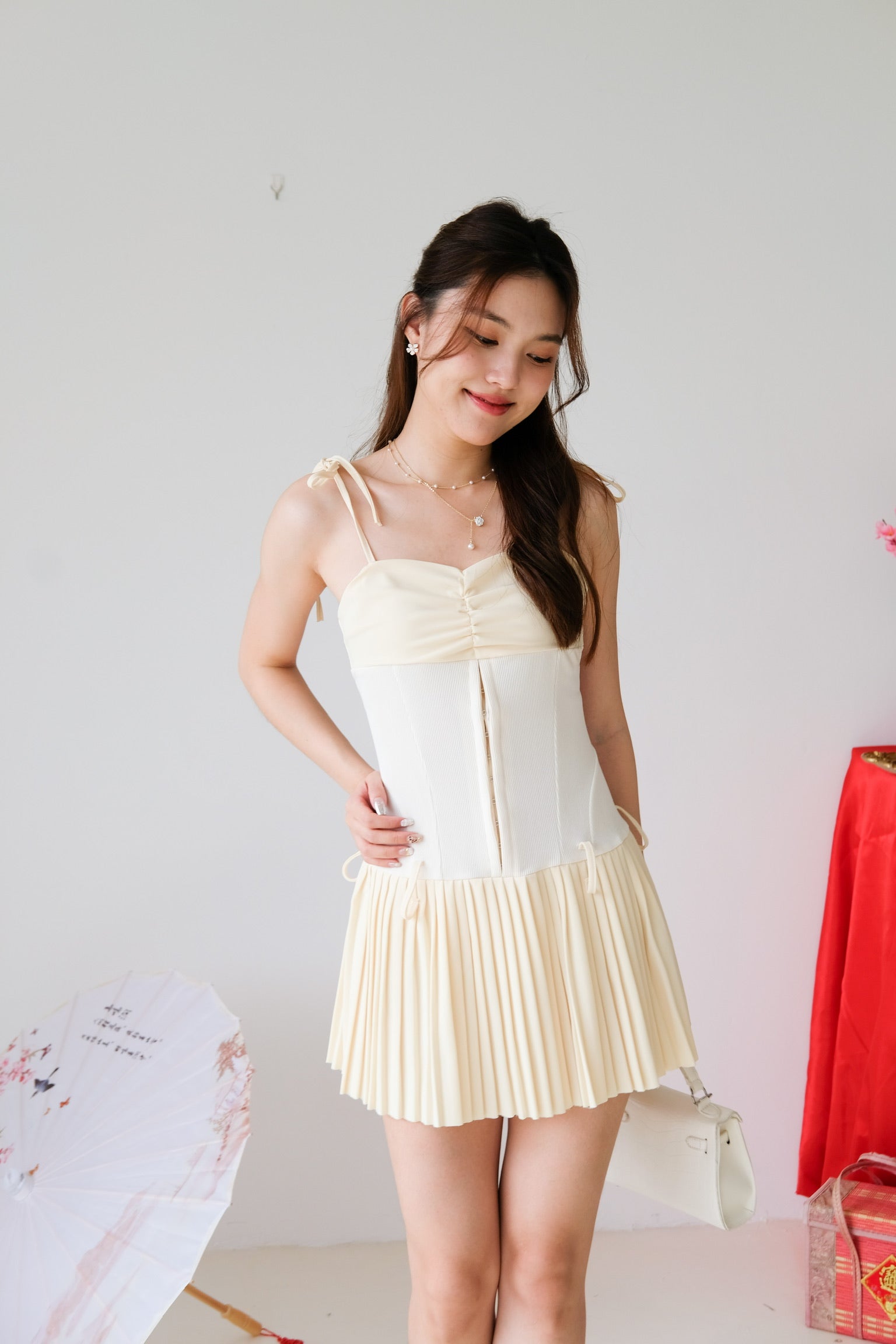 Larissa Ballerina Pleated Dress (Pale Yellow)