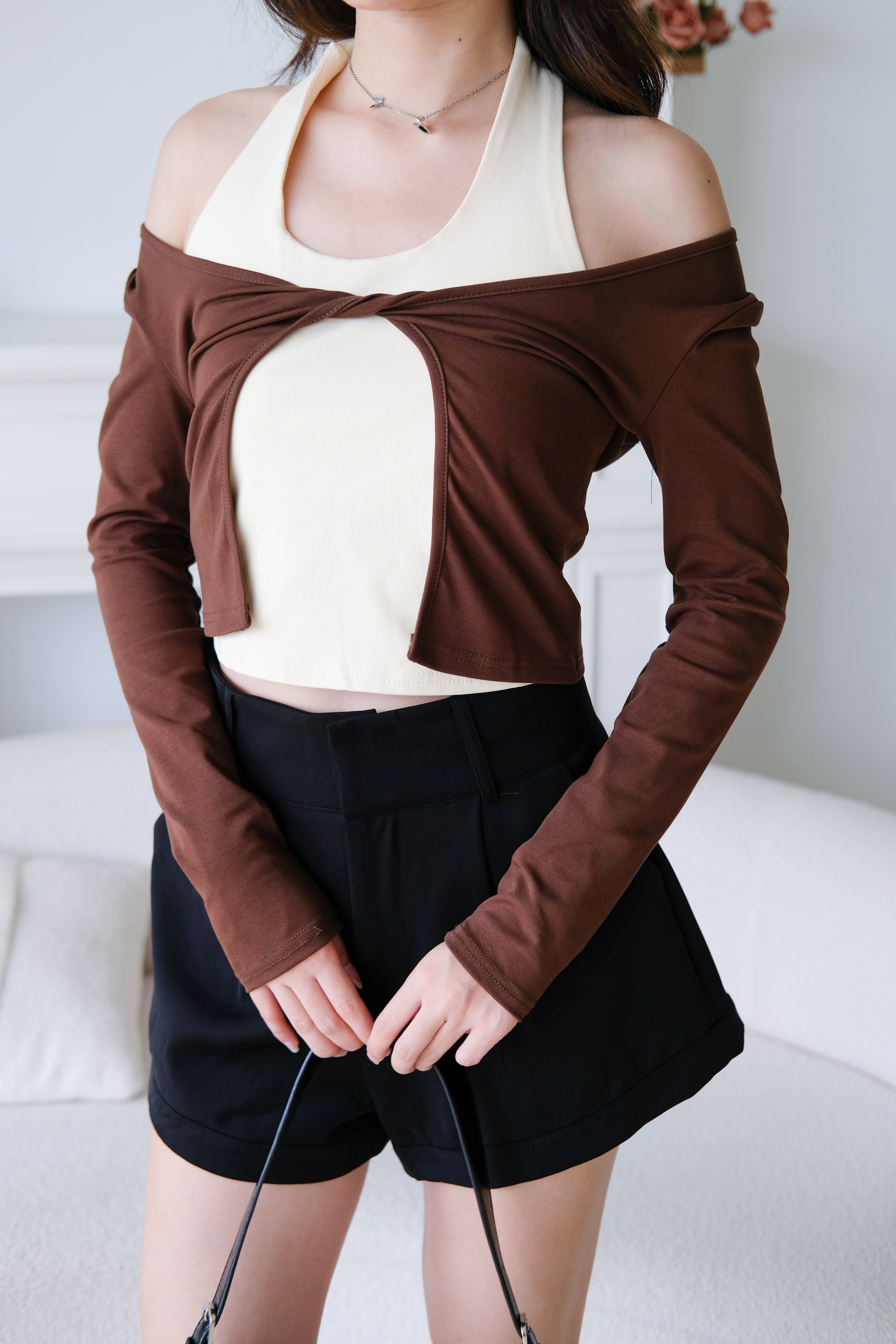 Bonnie Halter Cardigan Set (Mocha)