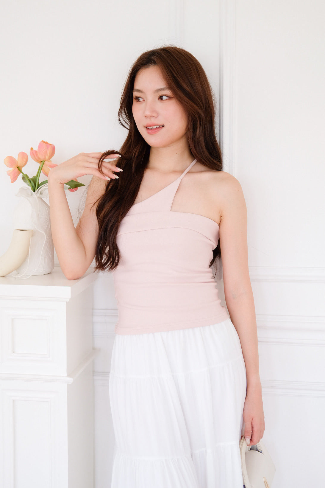 Sovanna Asymmetrical Cami Crop (Baby Pink) [ETA 12 Sept]
