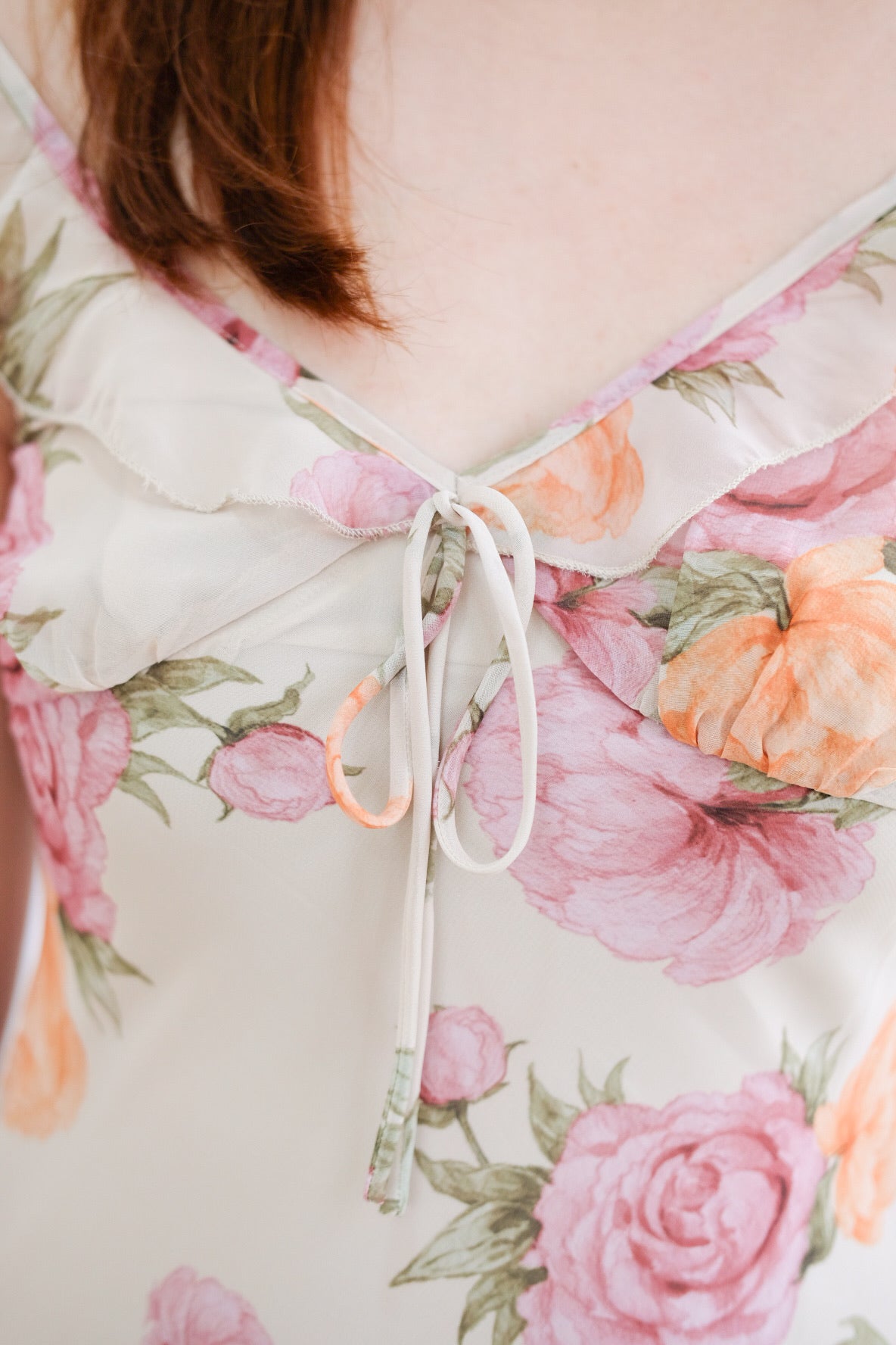 Khaki Rose Ruffle Maxi Dress