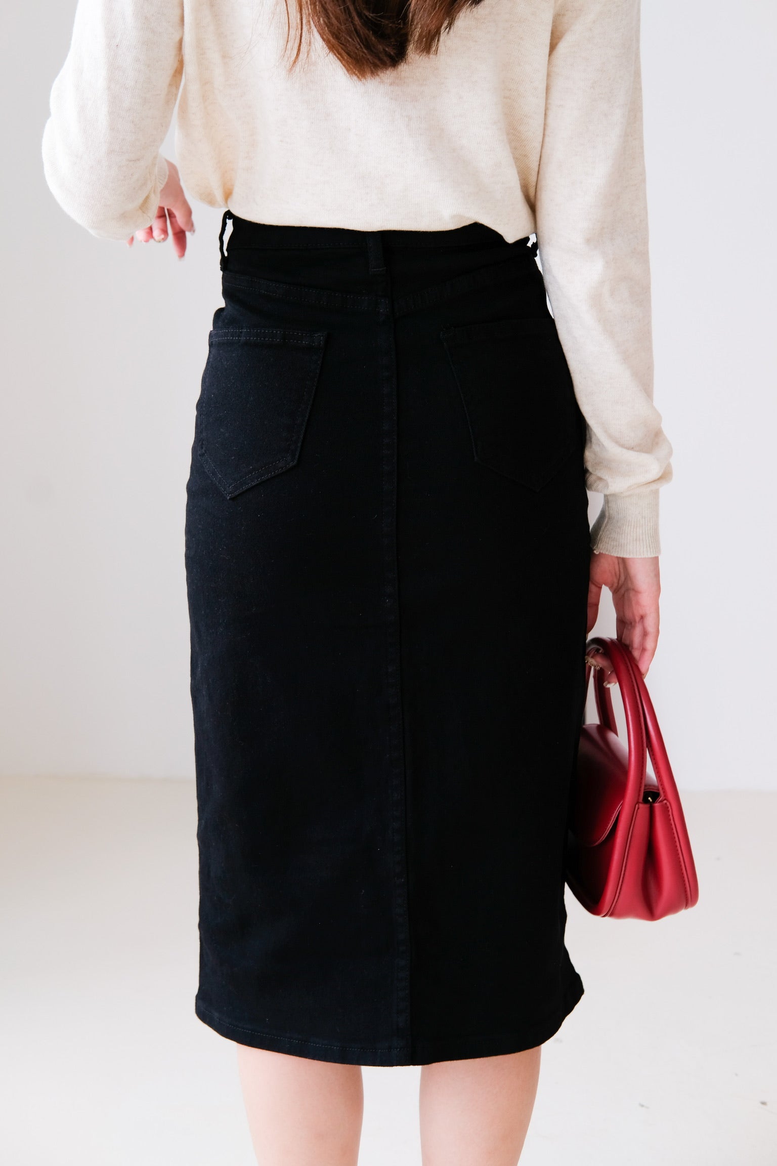 Alycia Denim Midi Skirt (Denim Black)