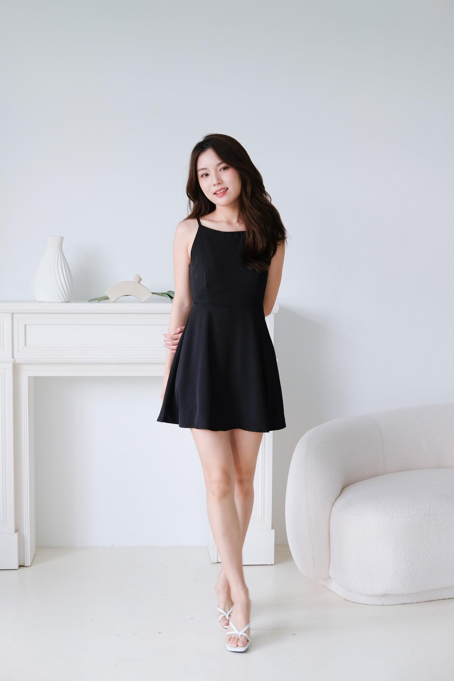 Stella Boatneck Flare Dress (Black)