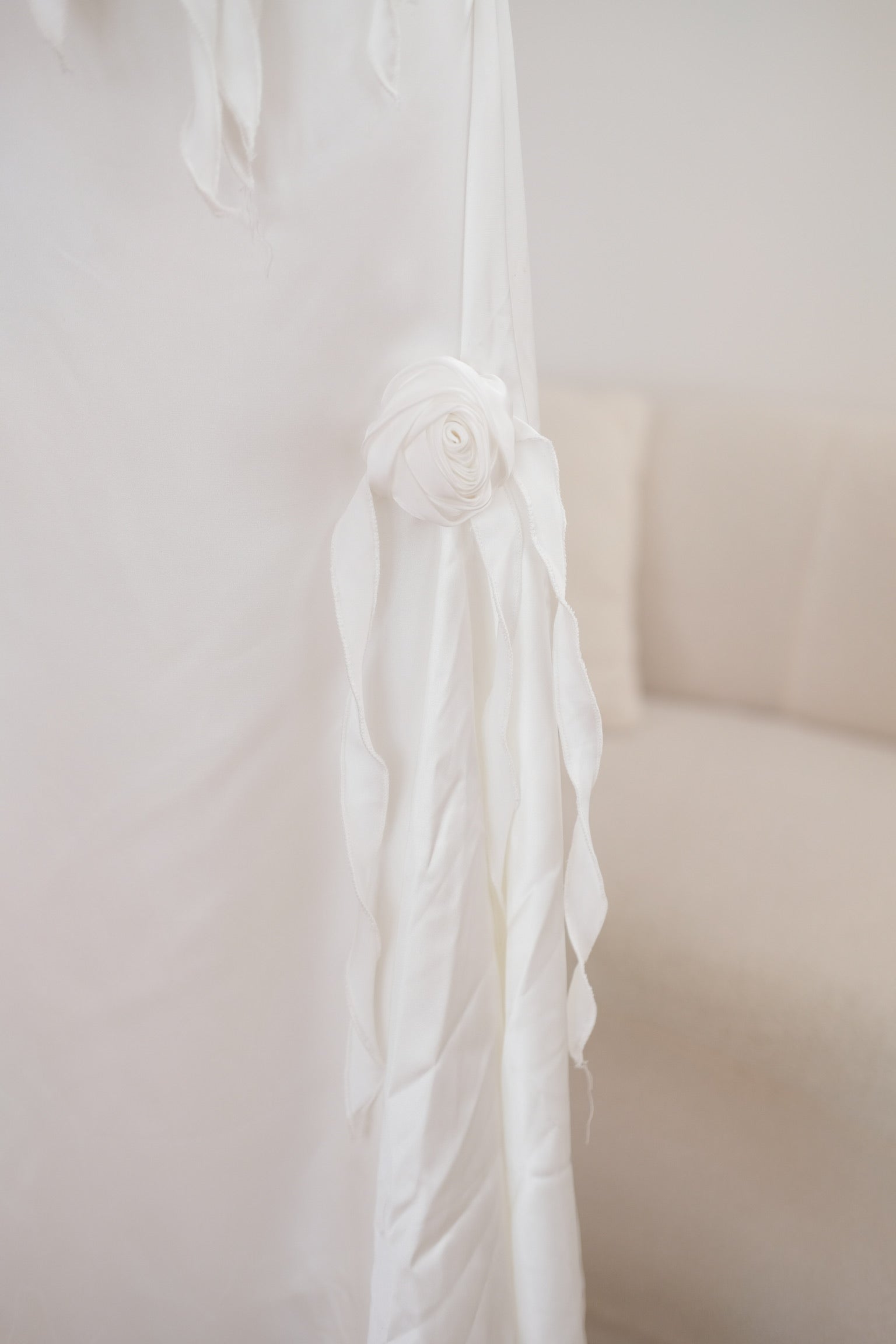 White Satin Rose Tube Dress