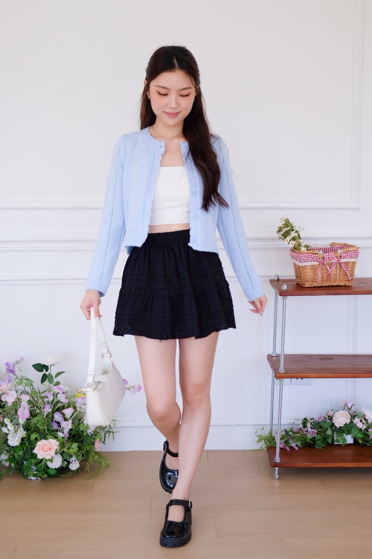 Mirae Soft Fuzzy Knit Cardigan (Baby Blue)