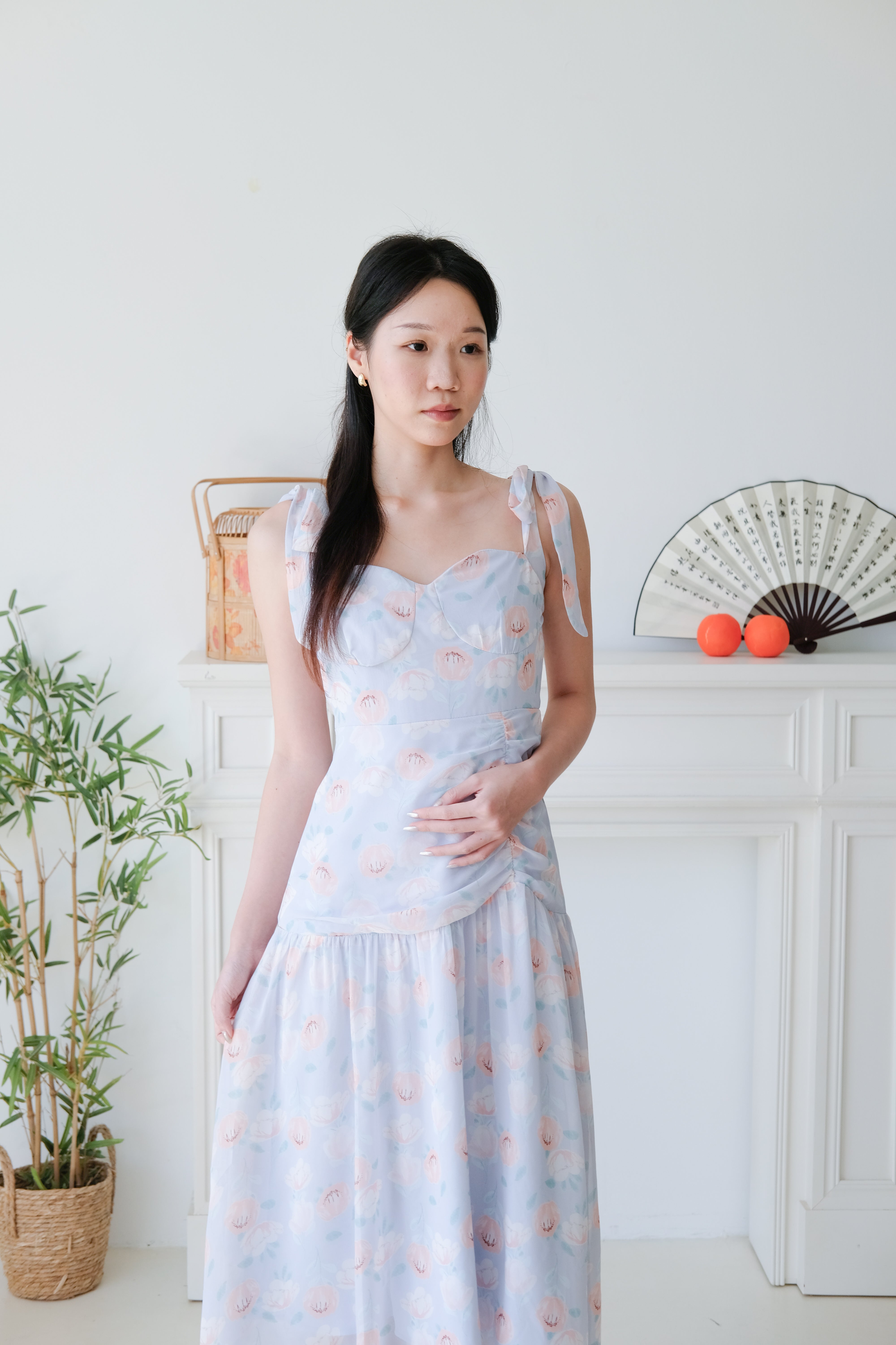 Melody Sweetheart Floral Maxi Dress (Baby Blue)