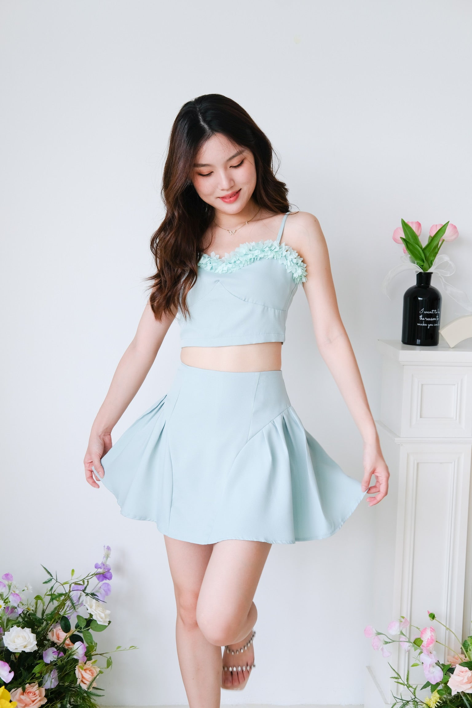 Sakura Floral Sweetheart Set (Seaform Green)