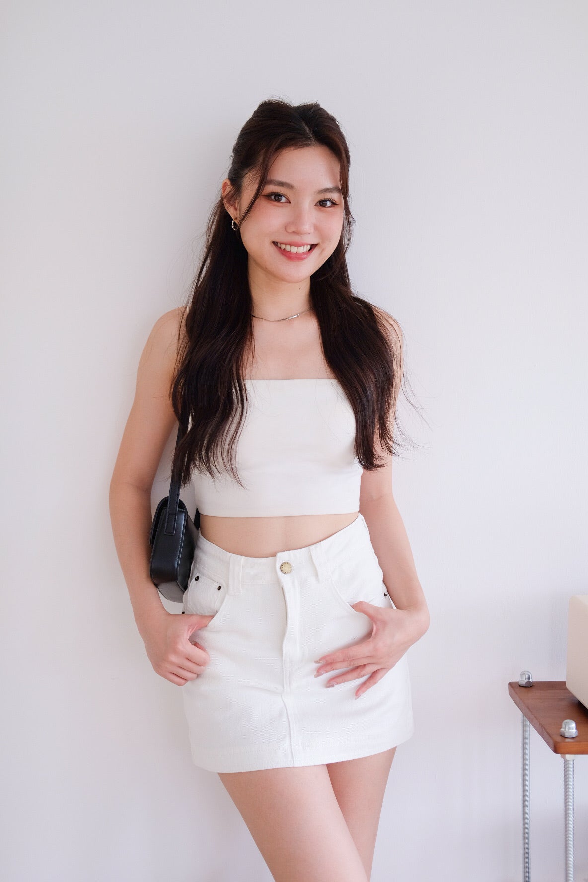 Levin Denim Skorts (White)