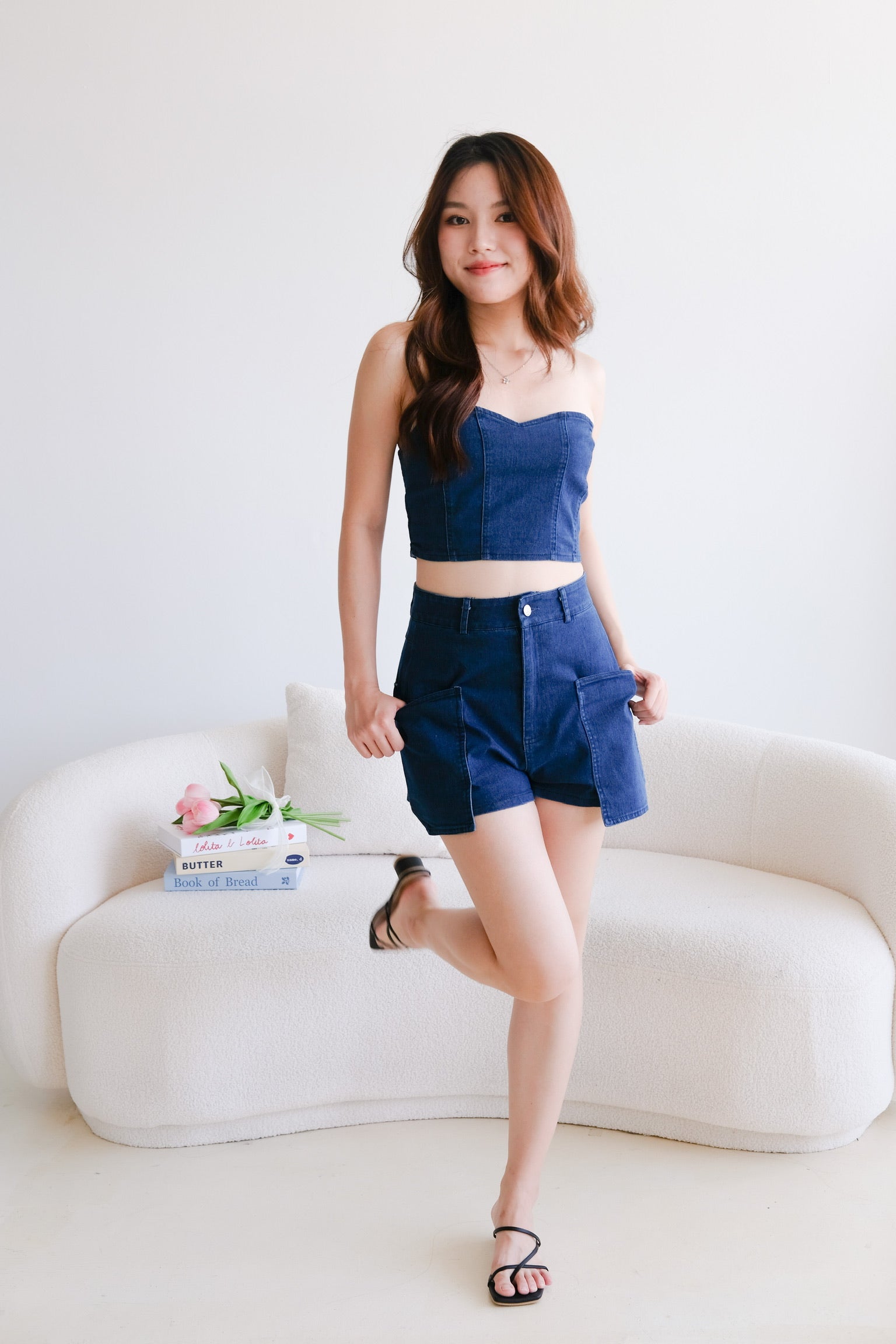 Bae Sweetheart Denim Tube Top (Dark Denim)